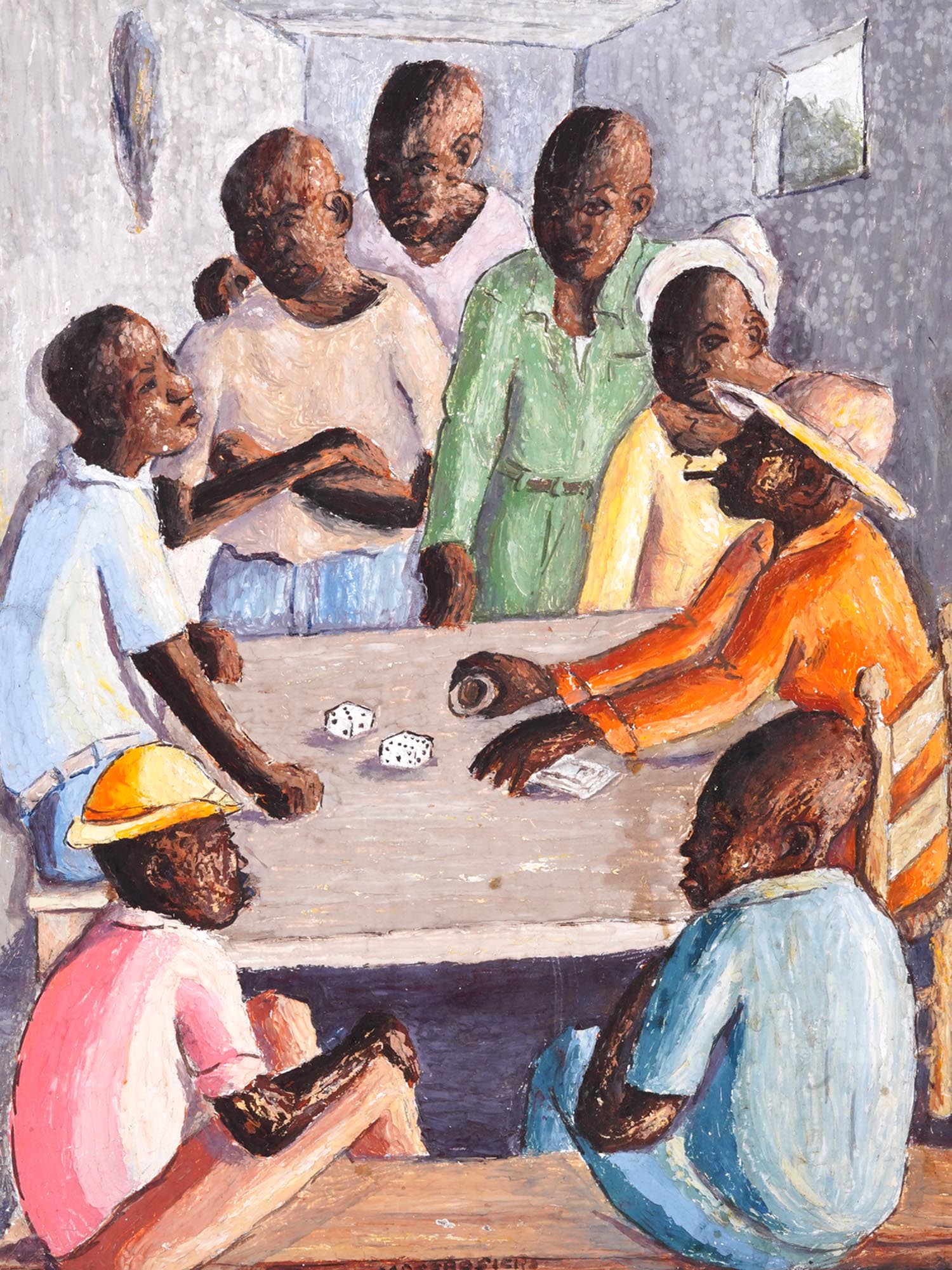 HAITIAN DICE OIL PAINTING BY MILTHIADE DESROSIERS PIC-1