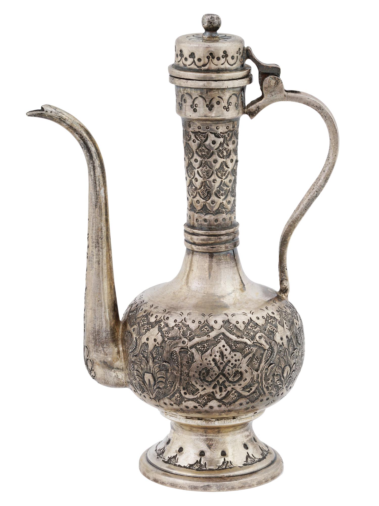 ANTIQUE PERSIAN SILVER DECORATED PRESENTATION EWER JUG PIC-0