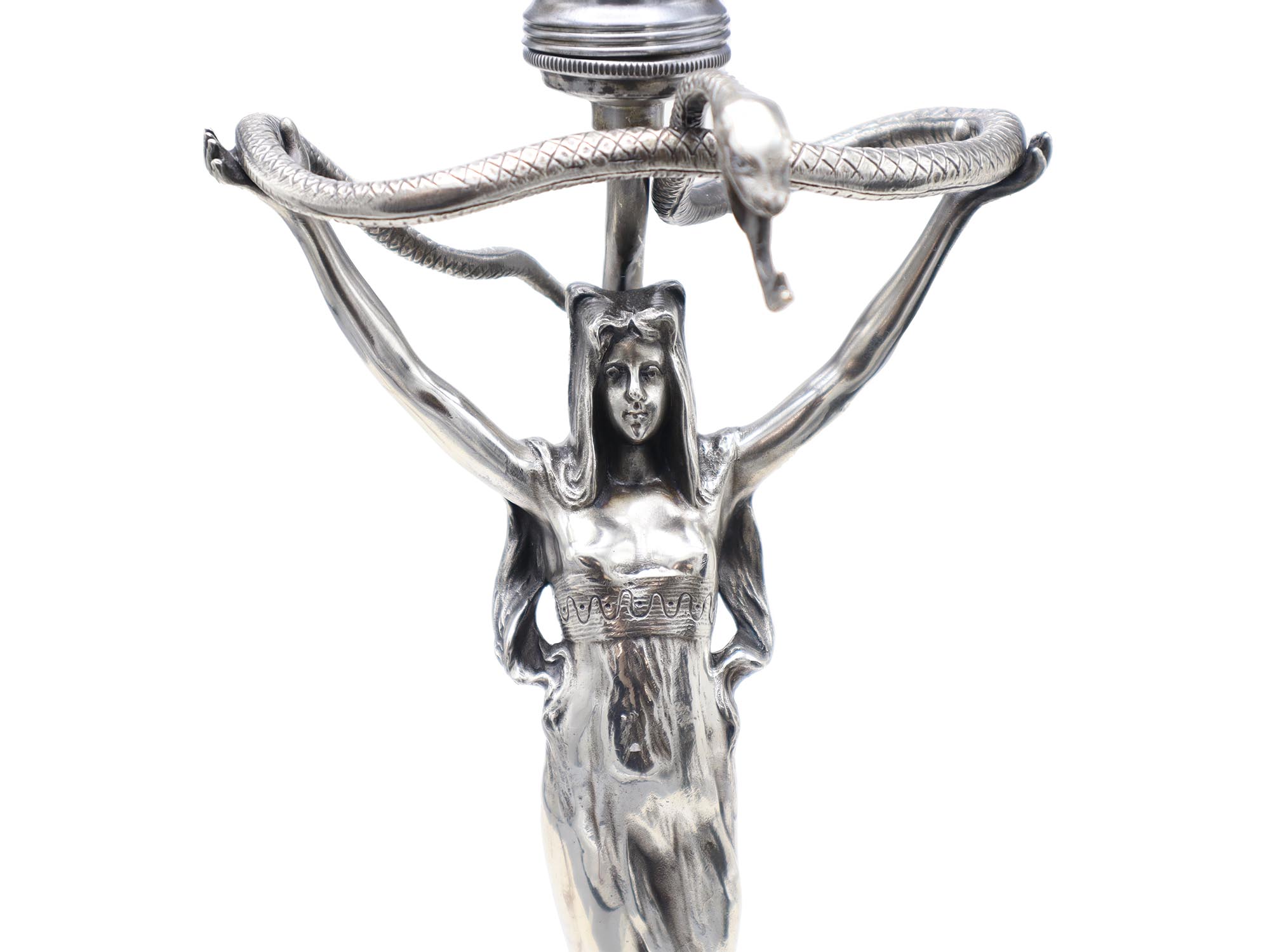 ART NOUVEAU WOMAN WITH SNAKE FIGURAL TABLE LAMP PIC-6