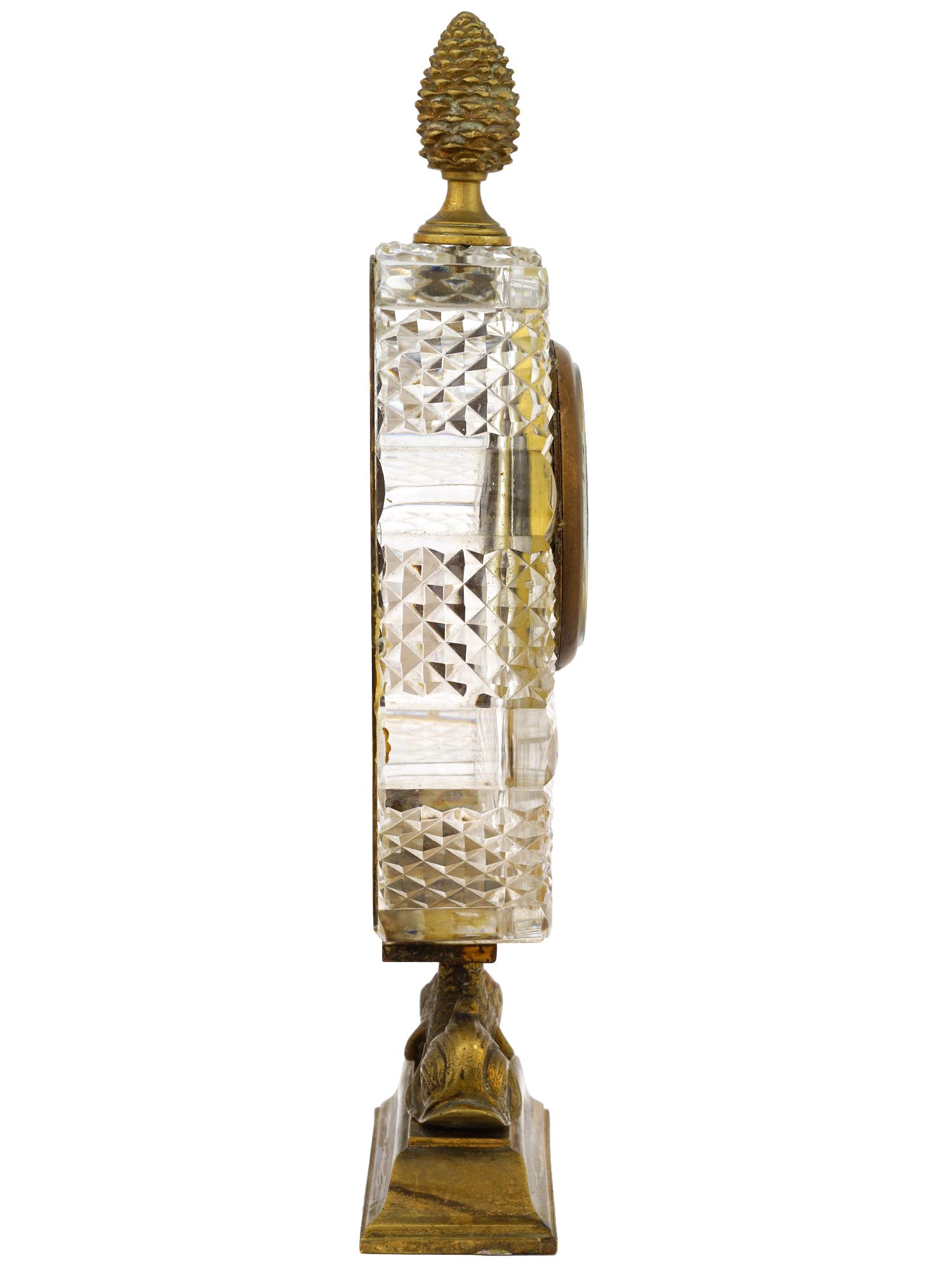 TIFFANY AND CO GILT BRASS CUT CRYSTAL THERMOMETER PIC-3