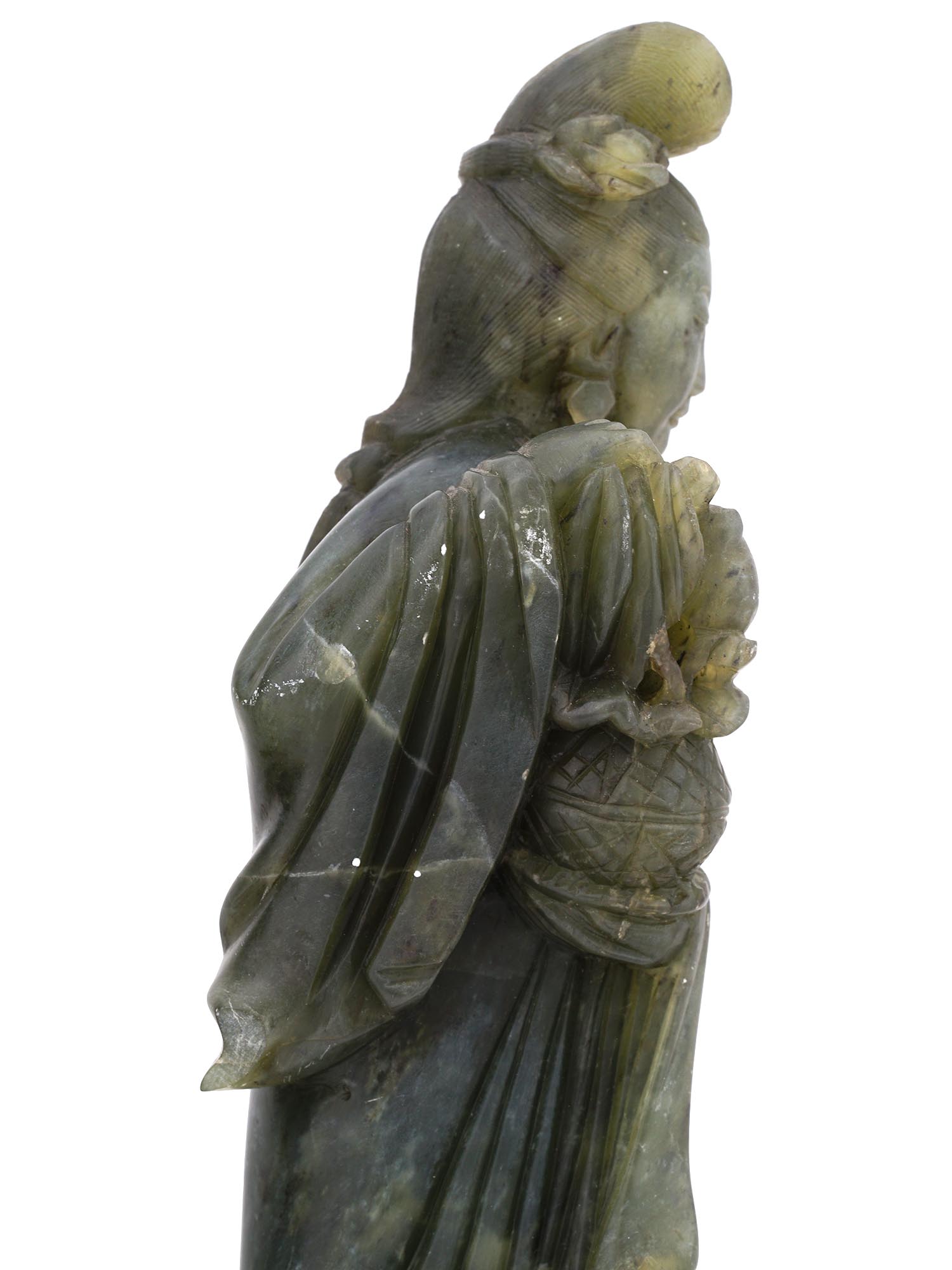 ANTIQUE CHINESE QING CARVED JADE GUANYIN FIGURES PIC-7