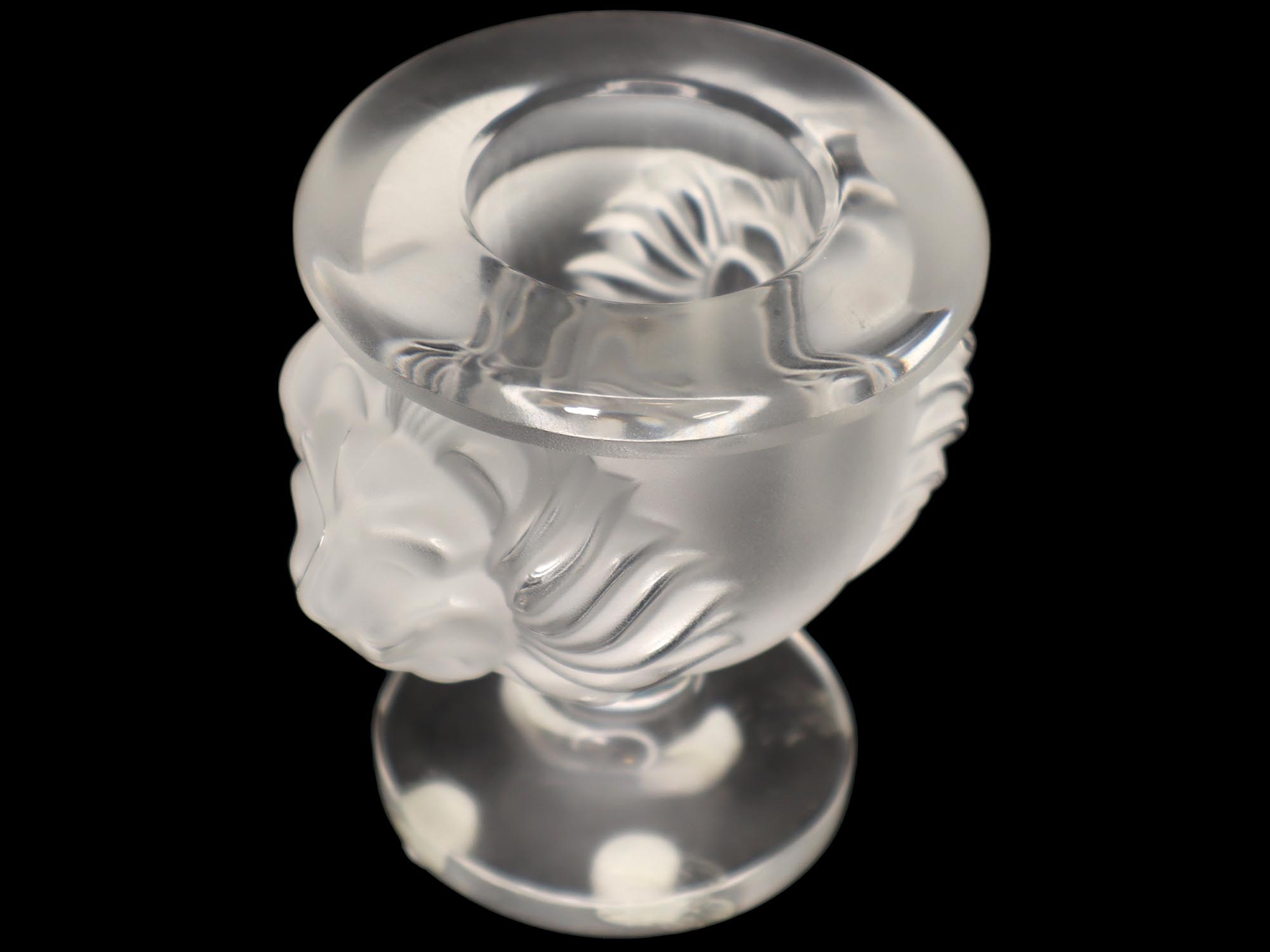 LALIQUE TETE DE LION FROSTED LION HEAD LIGHTER HOLDER PIC-3