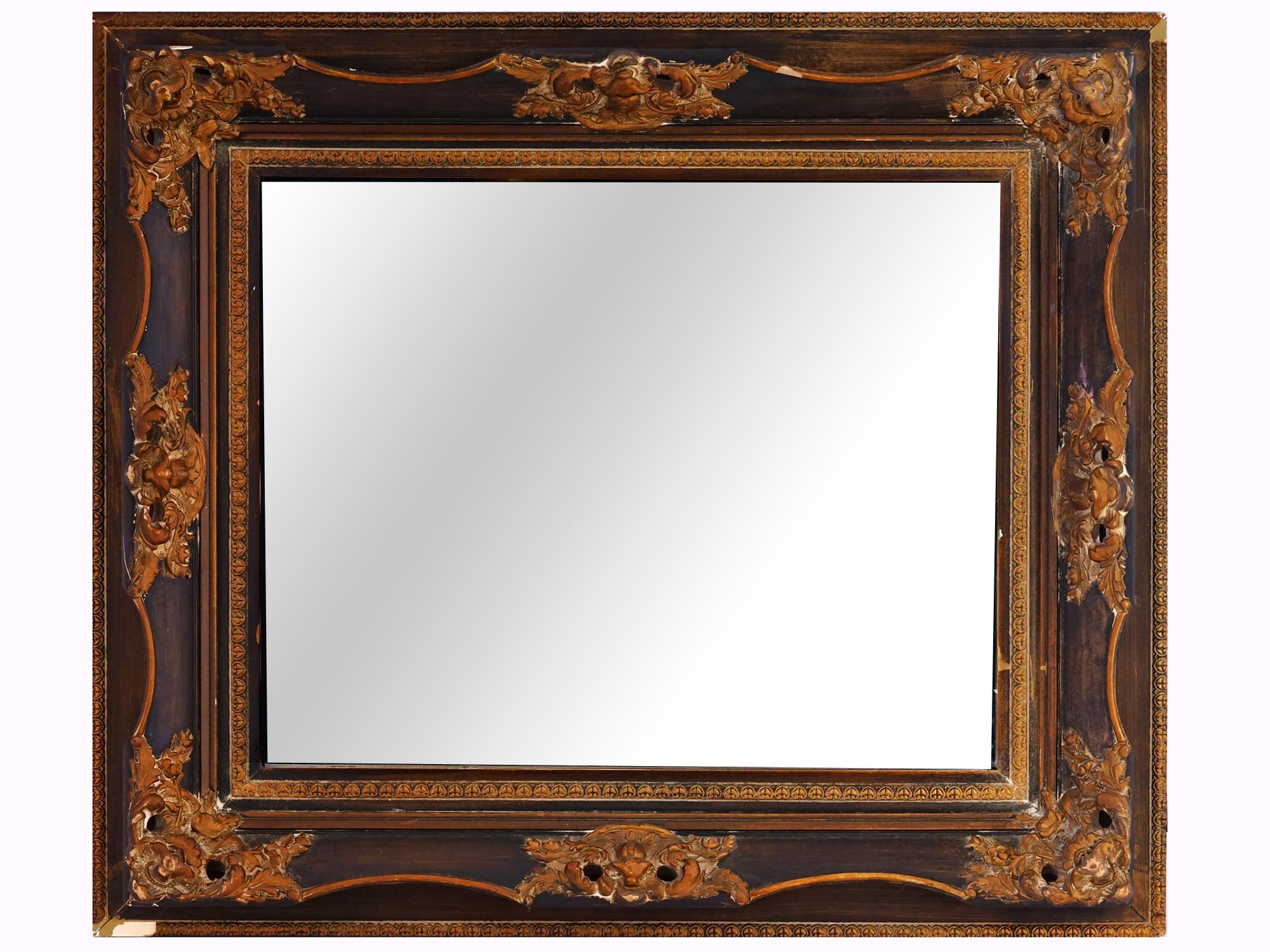 VICTORIAN MANNER DECORATIVE MIRROR IN WOODEN FRAME PIC-0