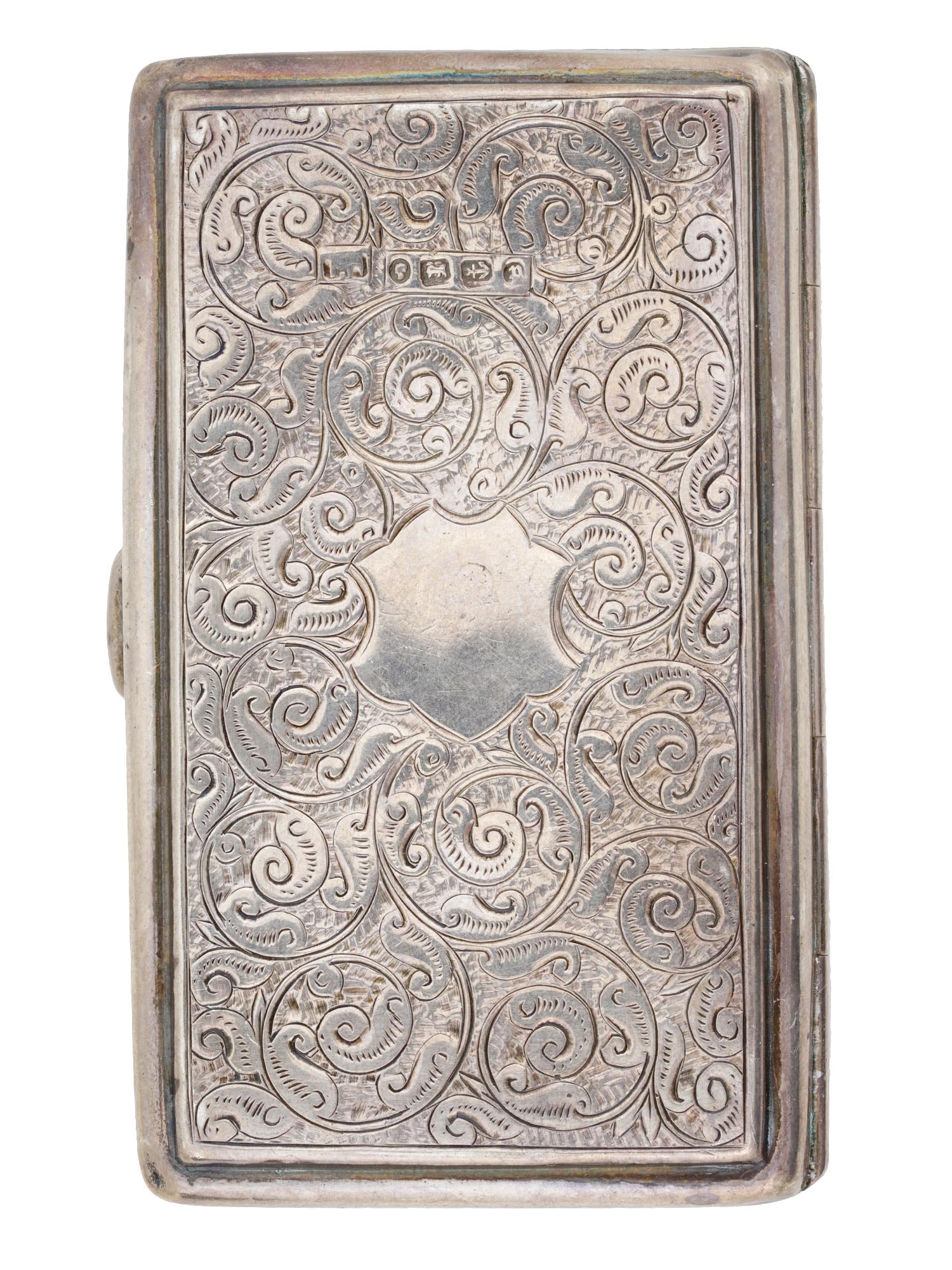 ANTIQUE BRITISH ENGRAVED SILVER SNUFF BOX C 1860 PIC-3