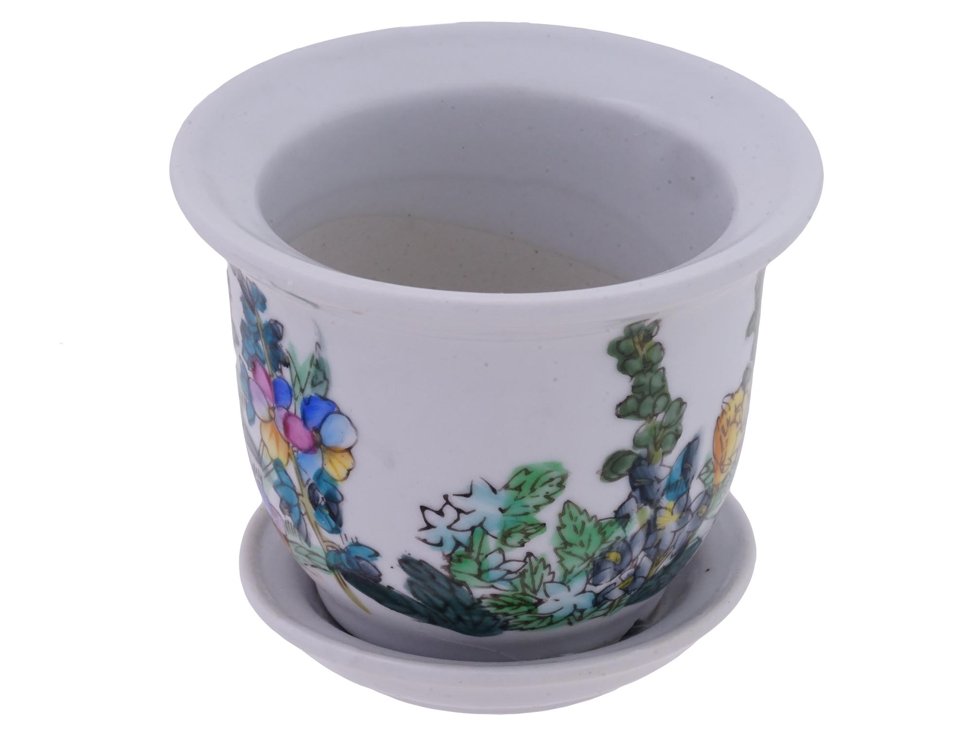 WINTERTHUR CHINOISERIE MINIATURE FLOWER POT W SAUCER PIC-0