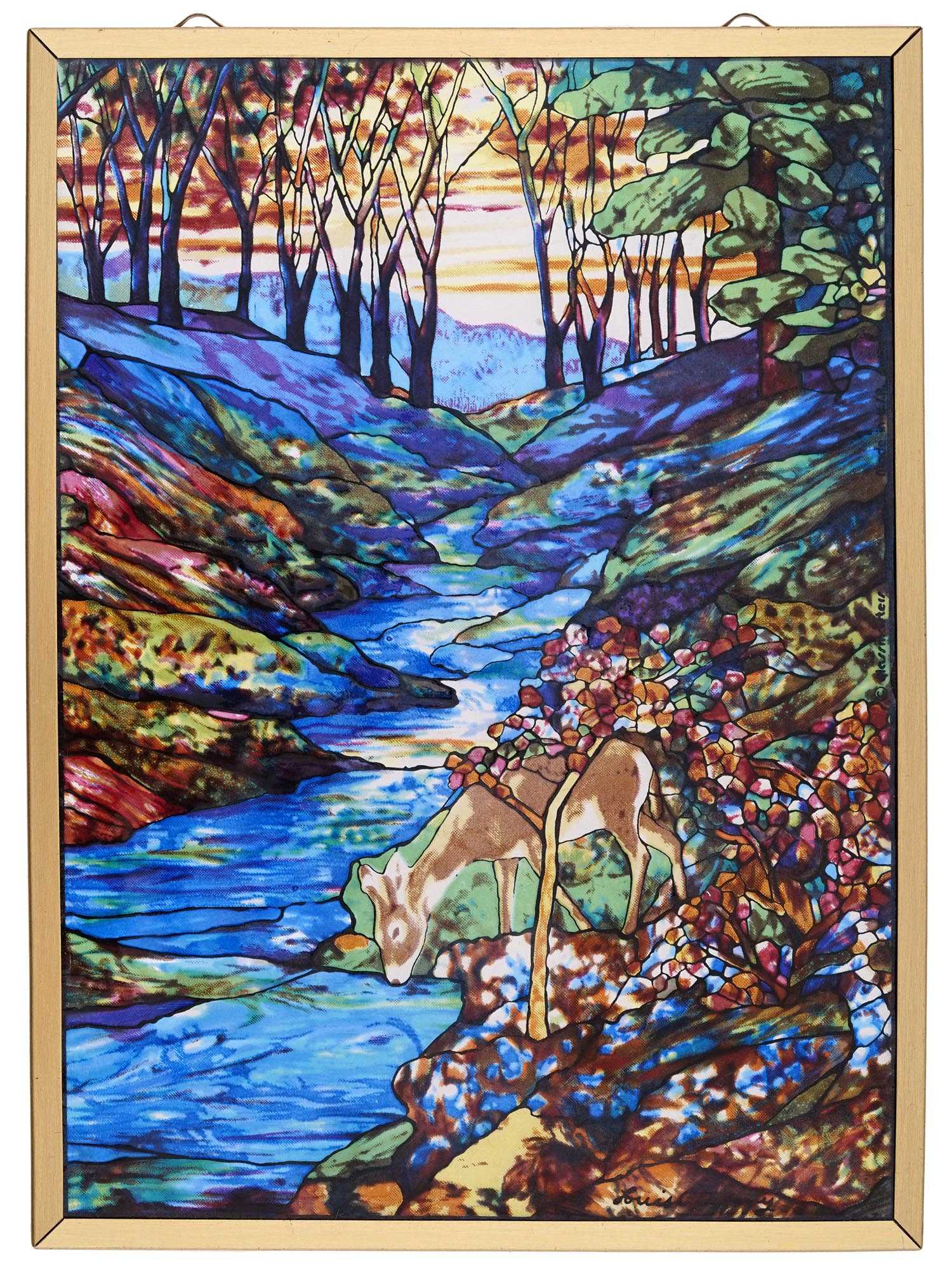 PRINTED GLASS HANGING PANEL AFTER LOUIS C TIFFANY PIC-0