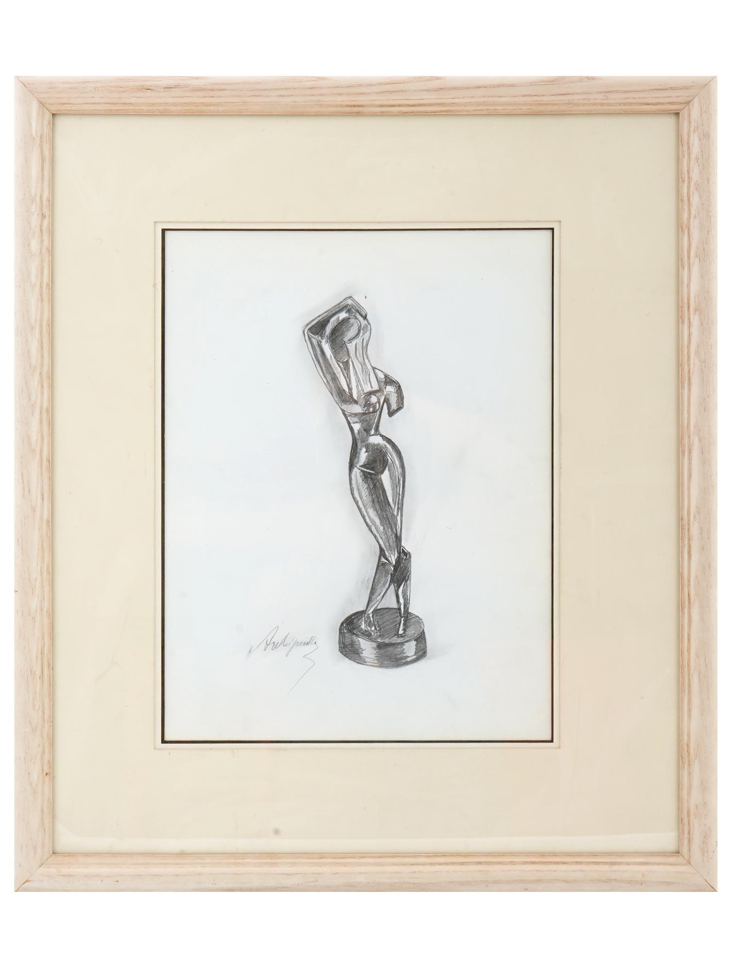 AMERICAN PENCIL DRAWING ATTR TO ALEXANDER ARCHIPENKO PIC-0
