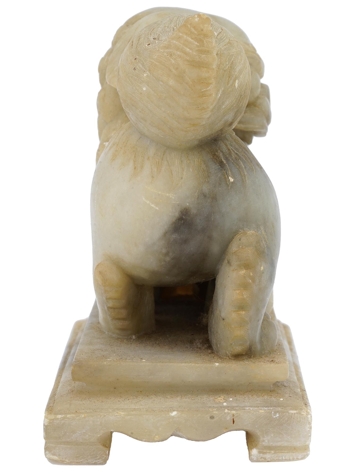 CHINESE HAND CARVED JADE FIGURE OF MALE FOO DOG PIC-3