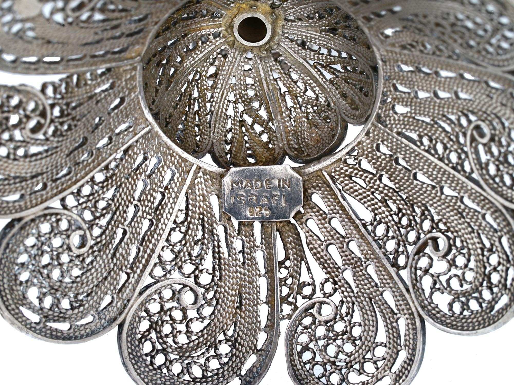 STERLING SILVER FILIGREE EILAT STONE KIDDUSH CUP PIC-5