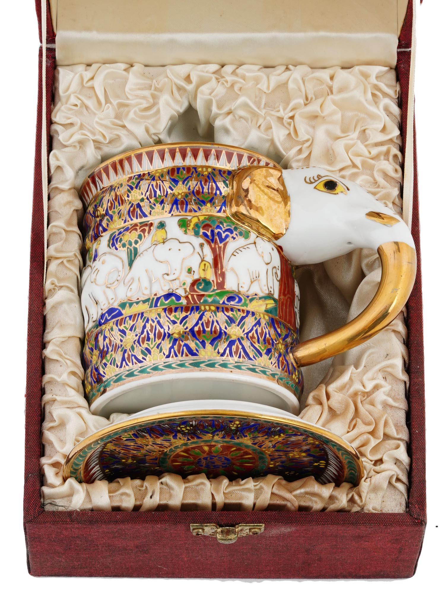 THAILAND BENJARONG PORCELAIN TEA SET W ELEPHANT HEAD PIC-0