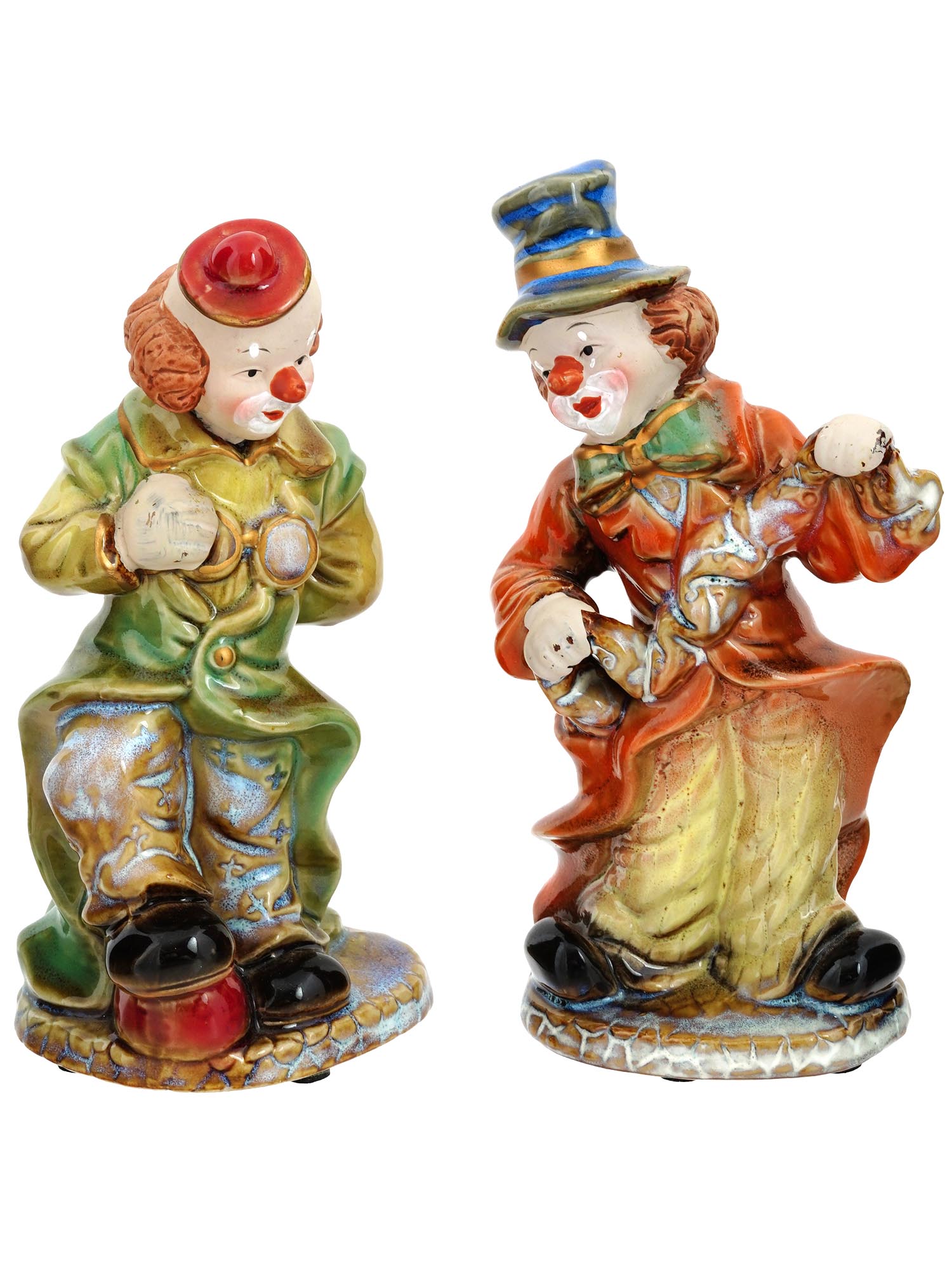 FOUR VINTAGE PORCELAIN CLOWN FIGURINES C 1980 PIC-6