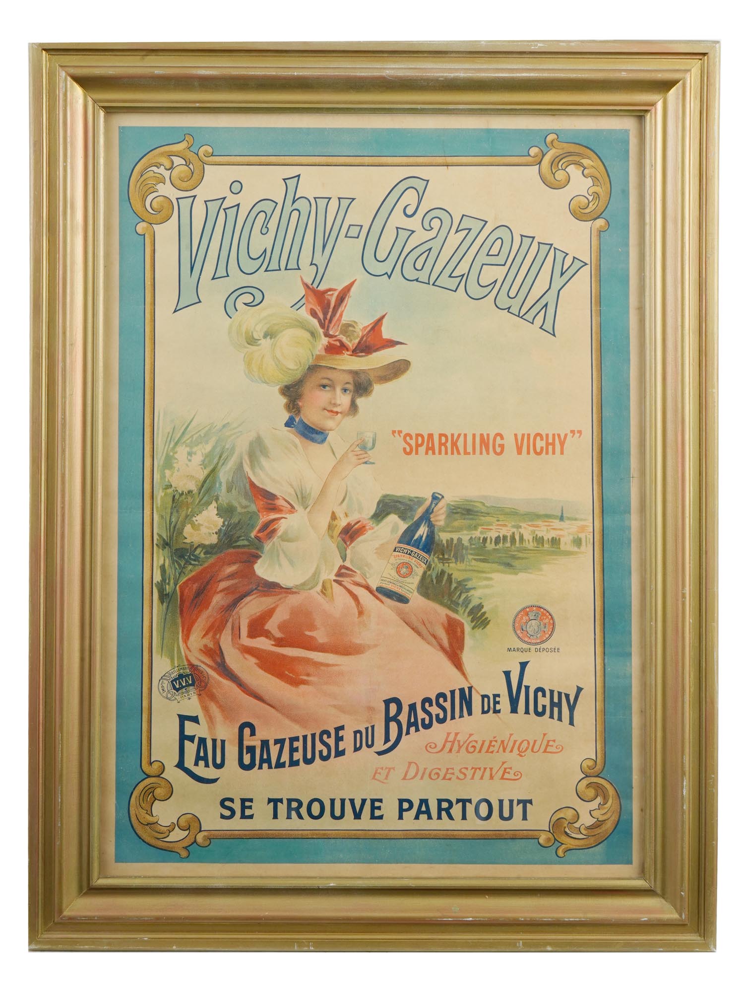 ORIGINAL FRENCH SPARKLING WATER AD LITHOGRAPH POSTER PIC-0