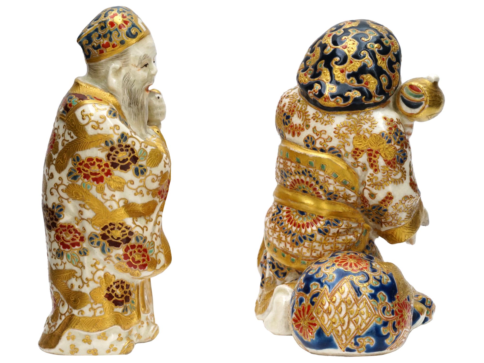 ANTIQUE JAPANESE MEIJI SATSUMA PORCELAIN FIGURES PIC-2