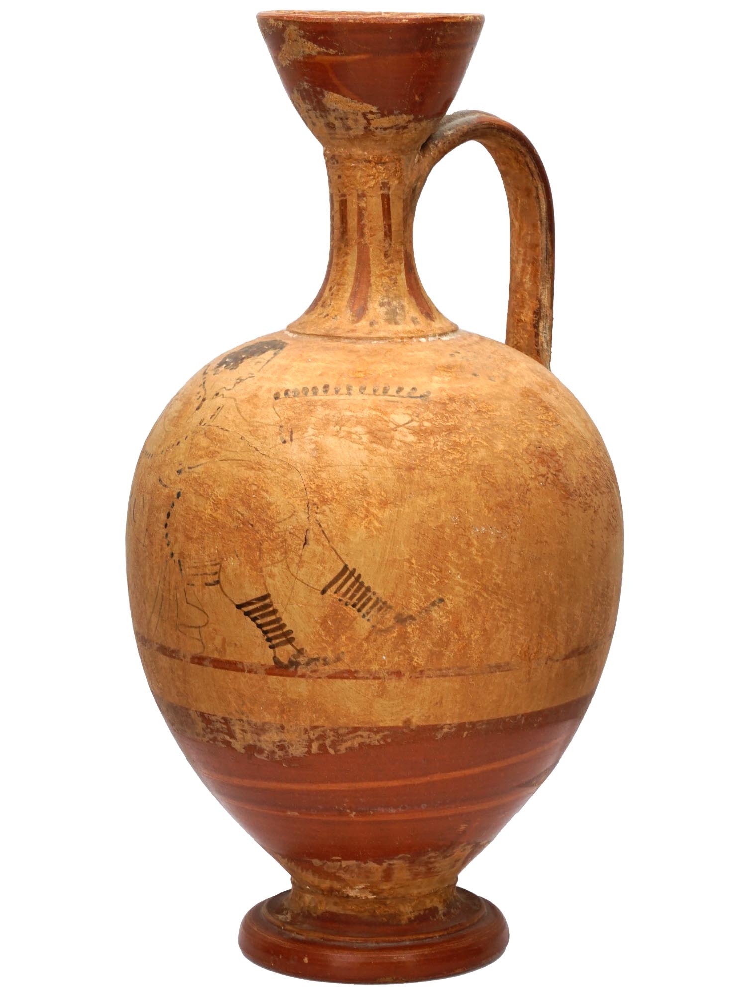 ANTIQUE GREEK PAINTED POTTERY LEKYTHOS OIL FLASK PIC-2