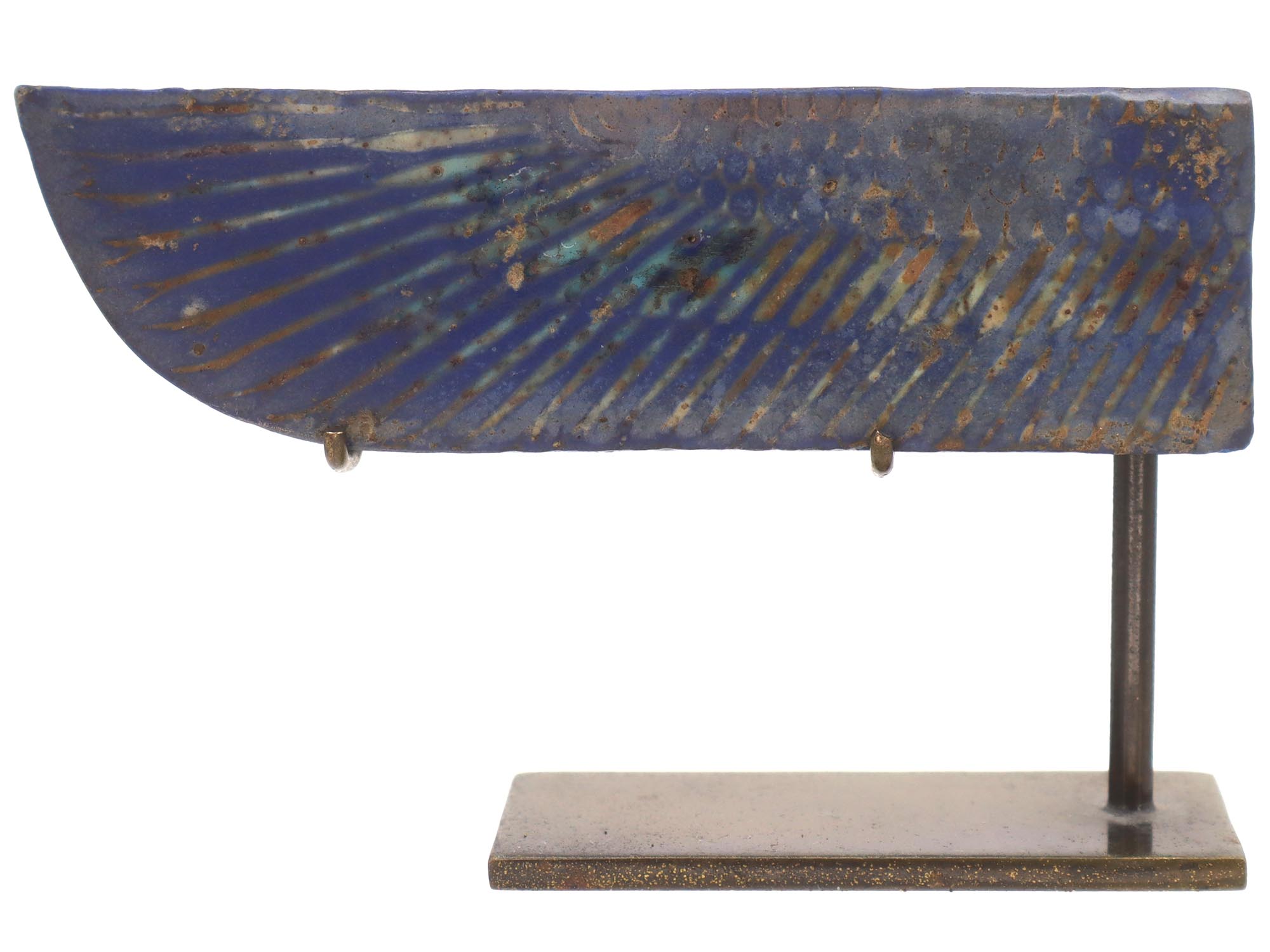 ANCIENT EGYPTIAN BLUE GLAZED FAIENCE WING FRAGMENT PIC-0
