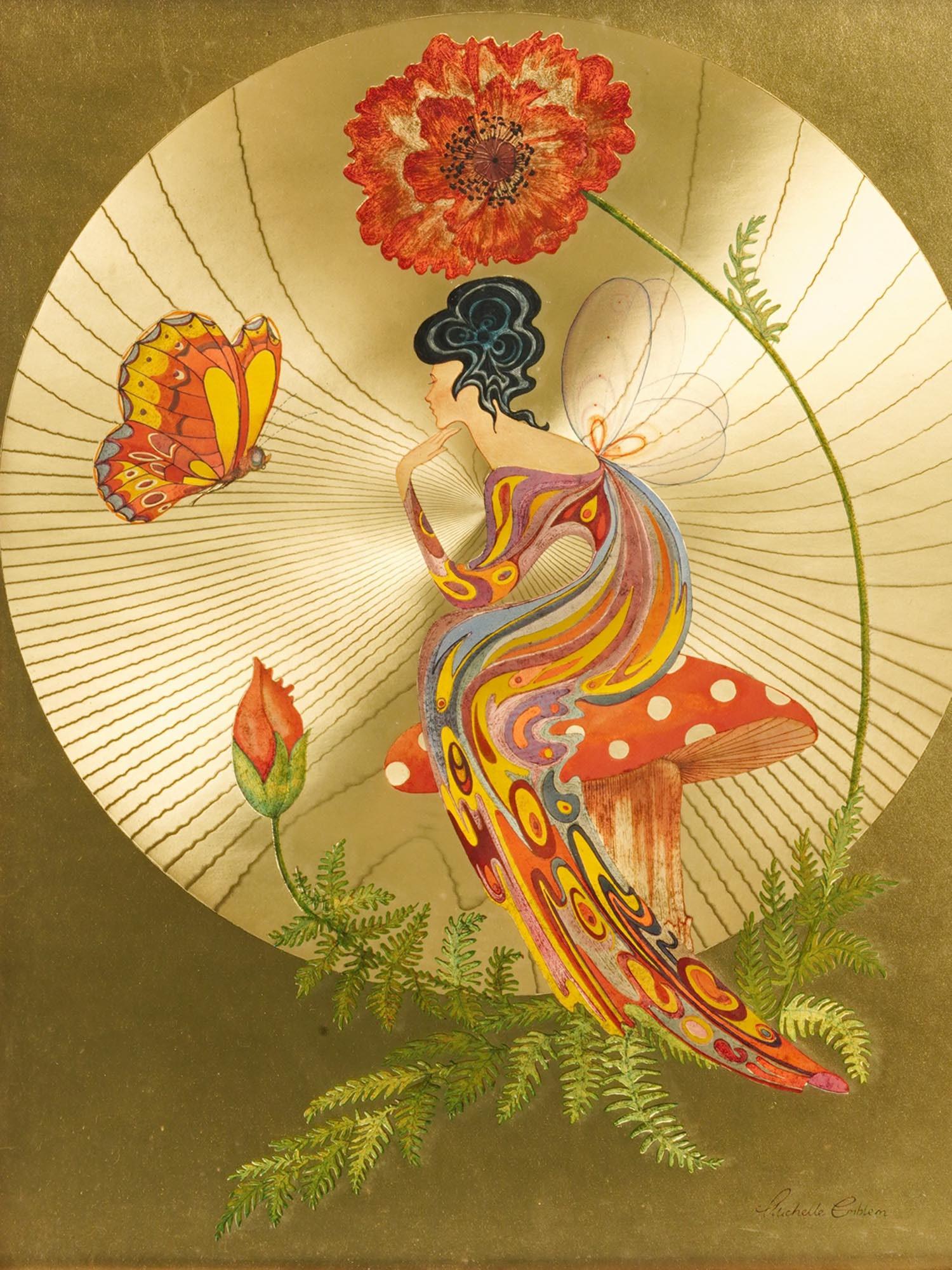 ART DECO ORIENTAL FOIL ARTWORK BY MICHELLE EMBLEM PIC-1