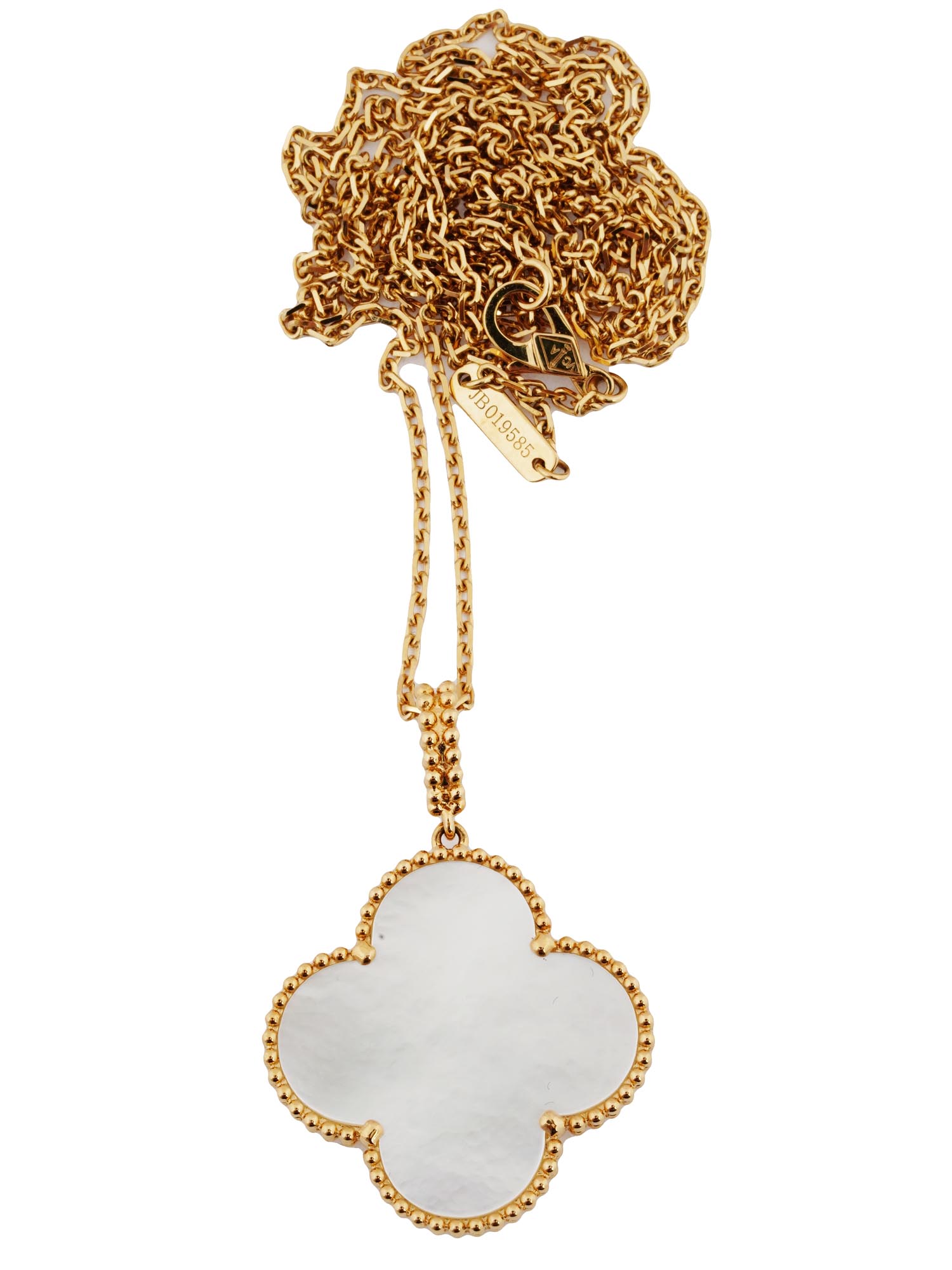 VAN CLEEF ALHAMBRA 18K GOLD MOTHER OF PEARL NECKLACE PIC-2