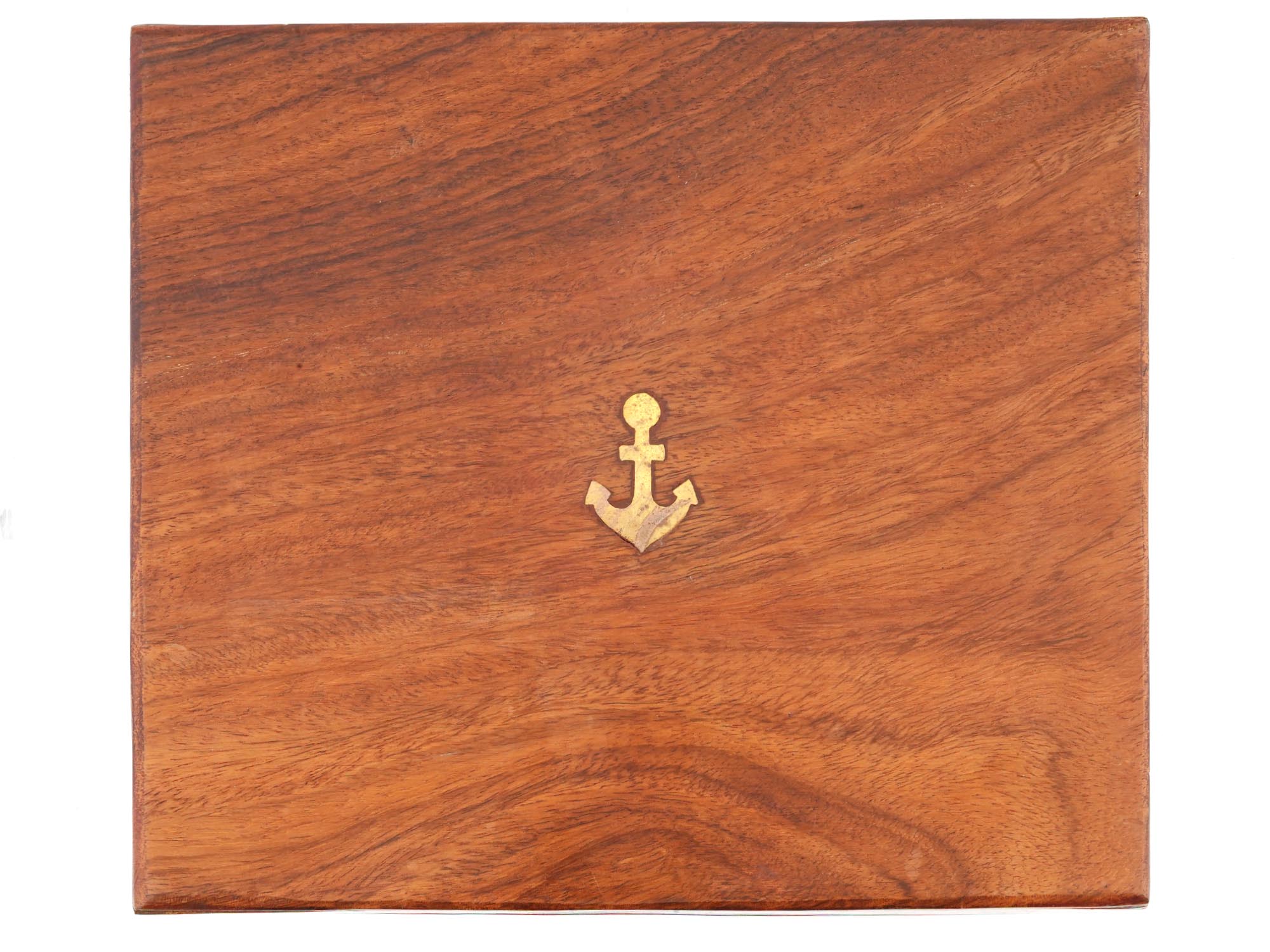 MARINE WOODEN CIGAR BOX WITH ANCHOR DESIGN ON LID PIC-4