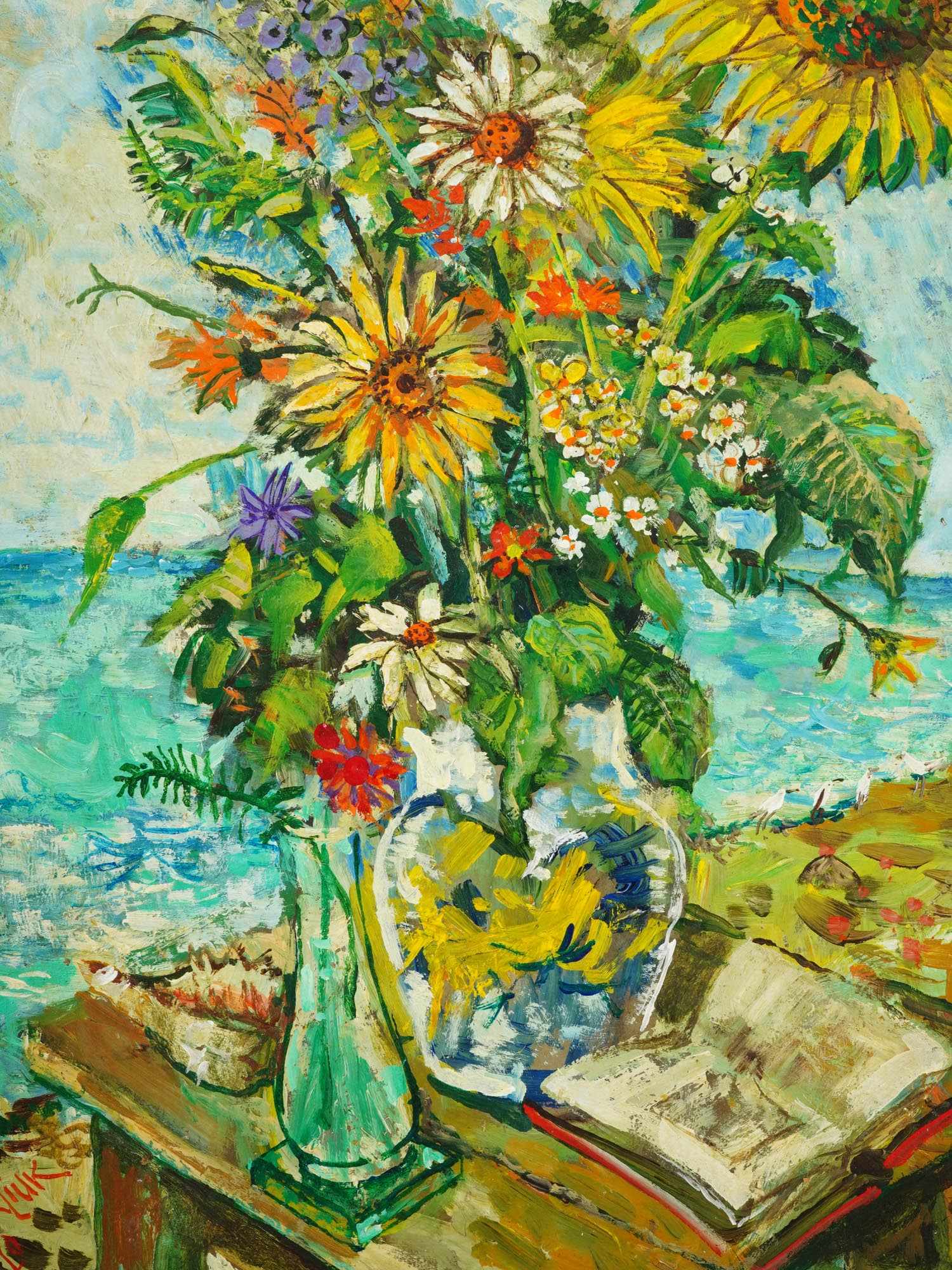 RUSSIAN STILL LIFE OIL PAINTING BY DAVID BURLIUK PIC-1