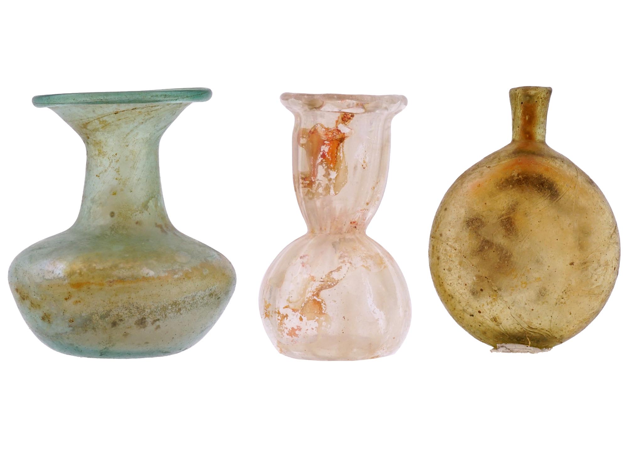 ANCIENT ROMAN EMPIRE GLASS BOTTLES AND BALSAMARIUM PIC-4