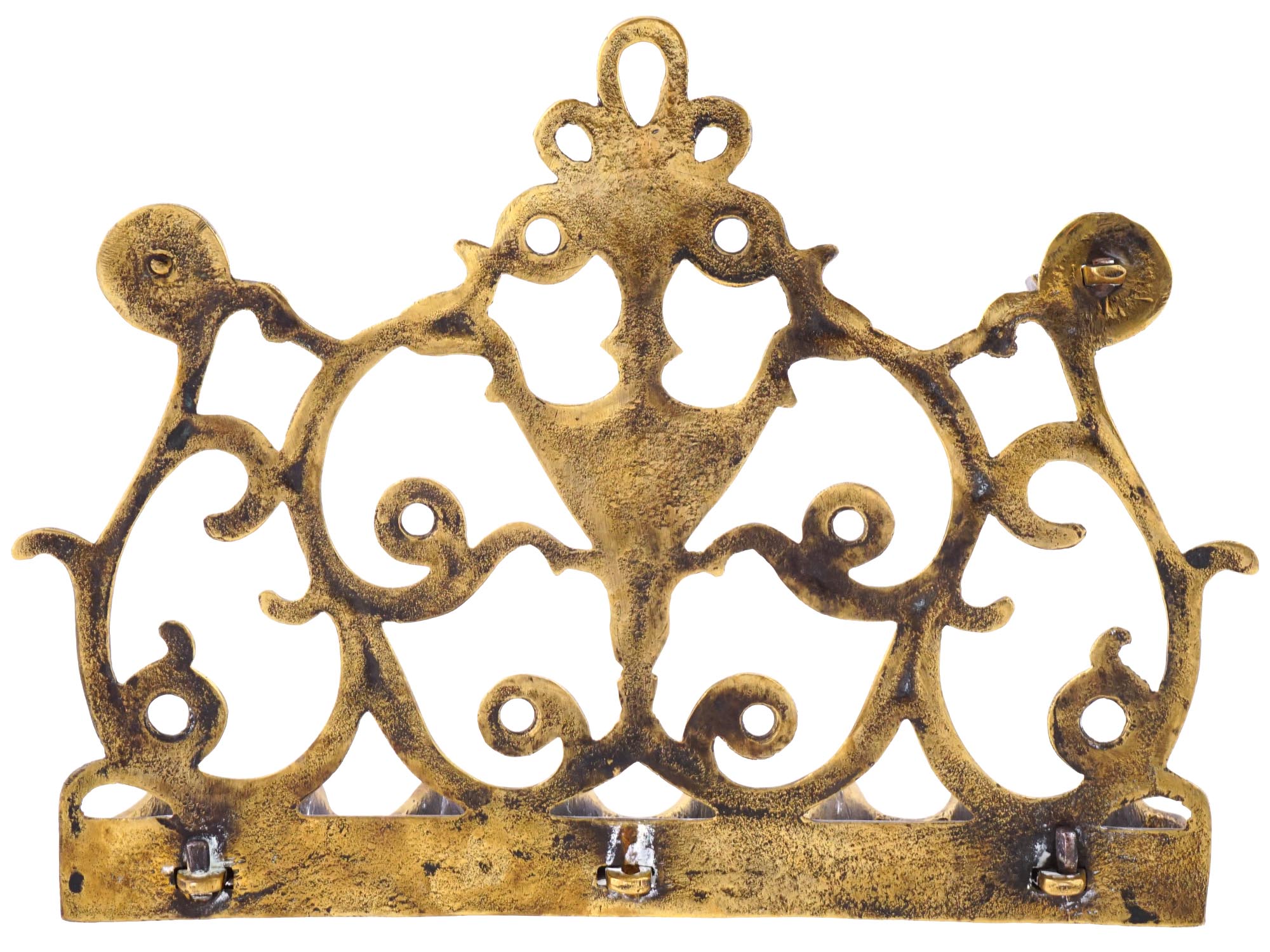 ANTIQUE JUDAICA GILT BRASS MENORAH CANDLE HOLDER PIC-2