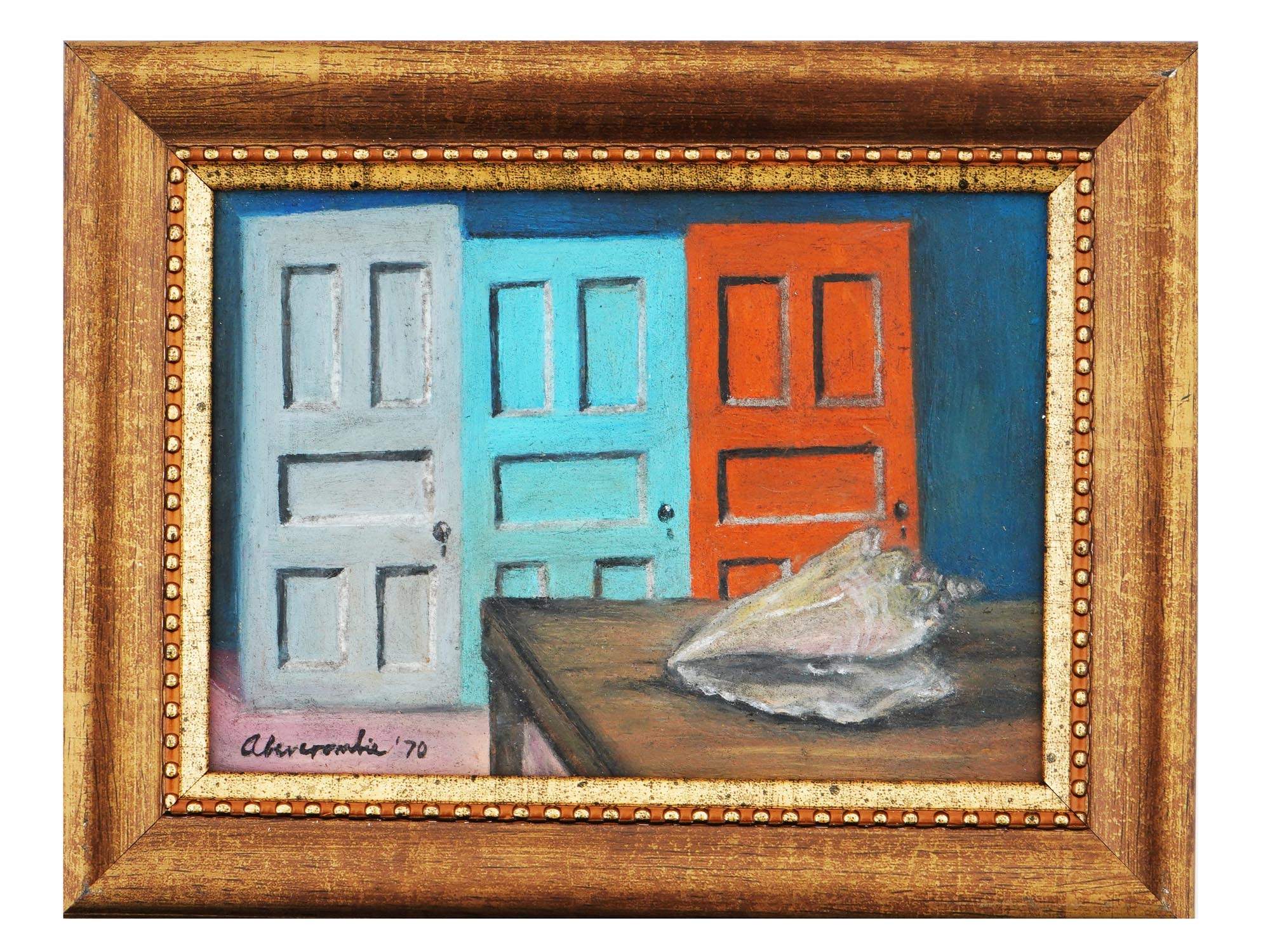 GERTRUDE ABERCROMBIE DOOR AND SHELL OIL PAINTING 1970 PIC-1