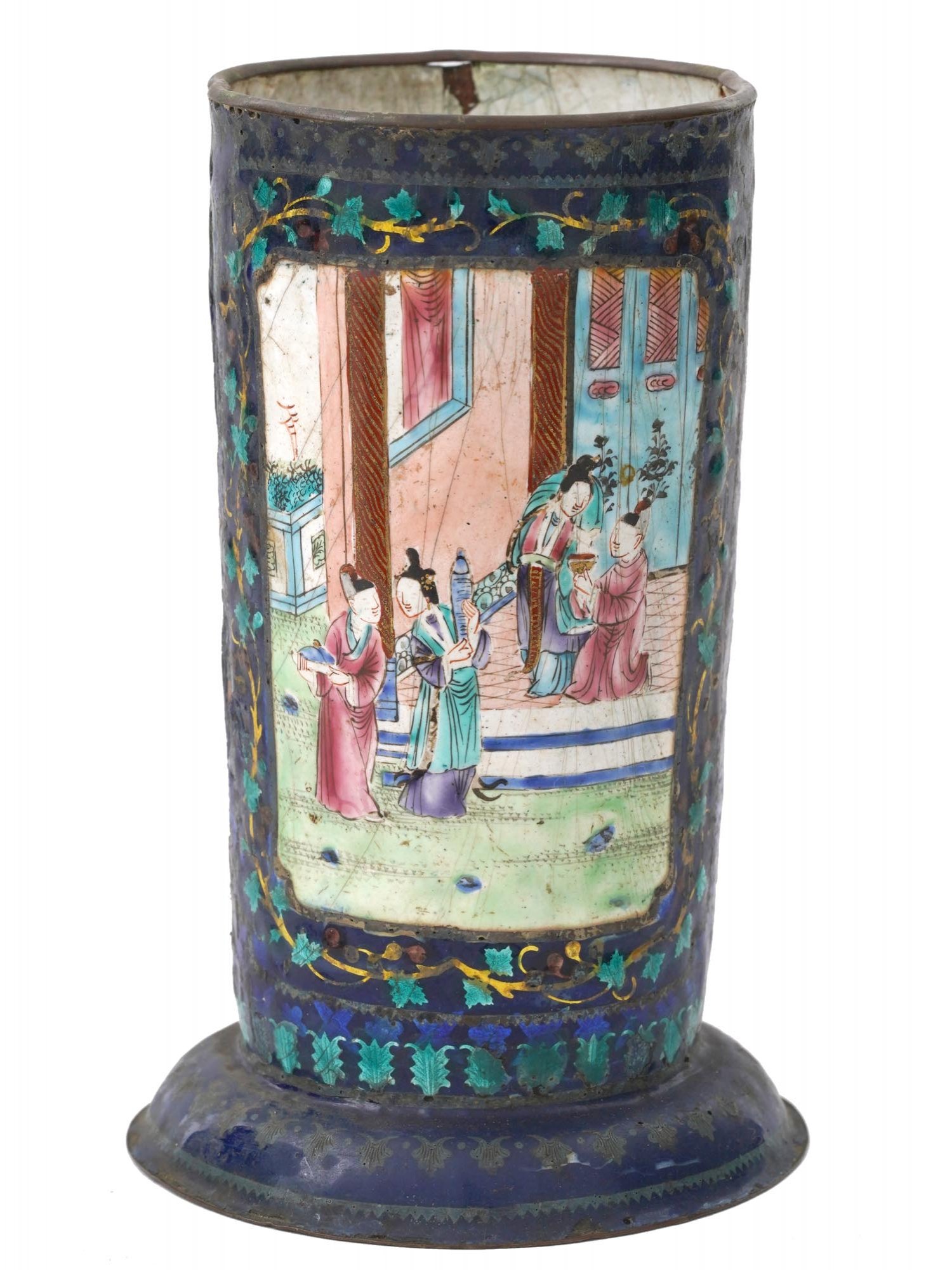 ANTIQUE CHINESE QING DYNASTY HAND ENAMELED VASE PIC-0