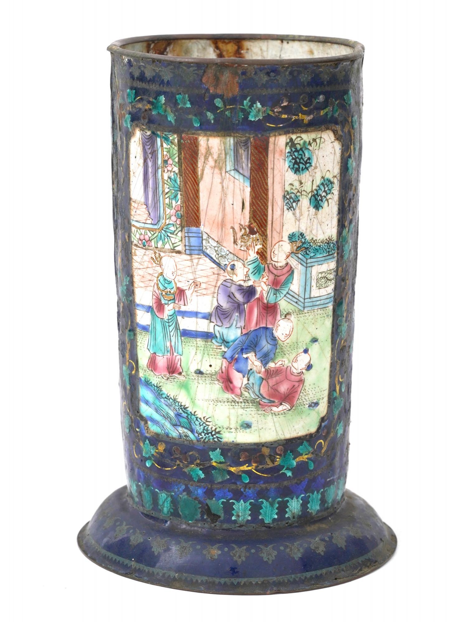 ANTIQUE CHINESE QING DYNASTY HAND ENAMELED VASE PIC-2