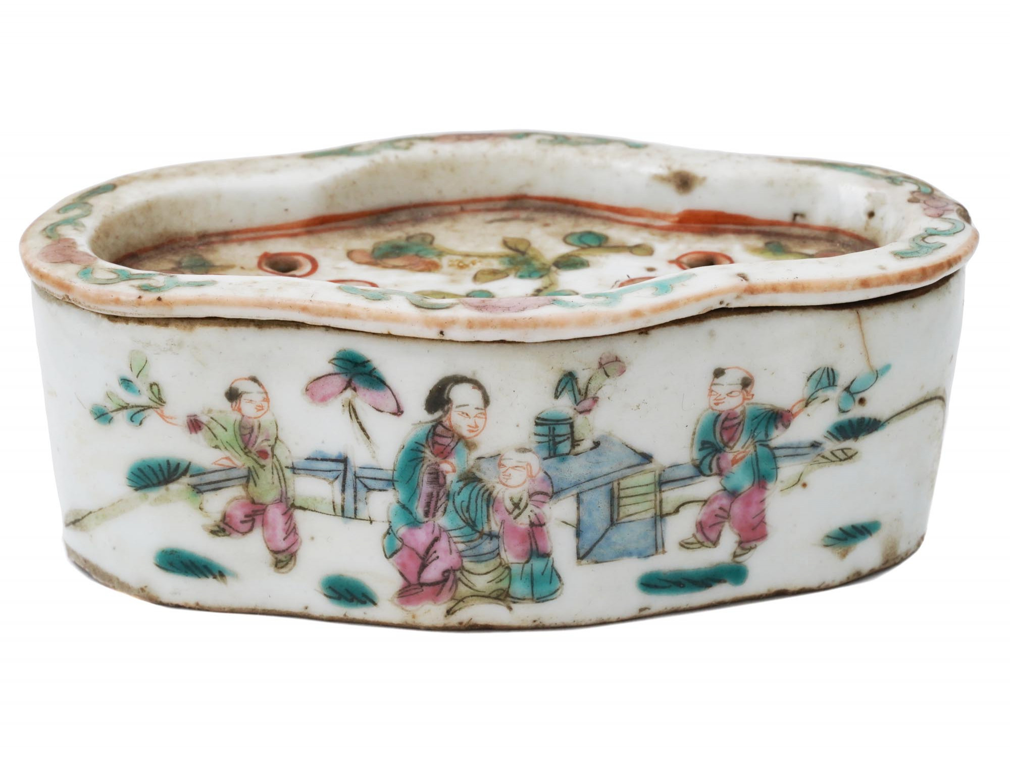 ANTIQUE CHINESE HAND ENAMEL PORCELAIN CRICKET CAGE PIC-0
