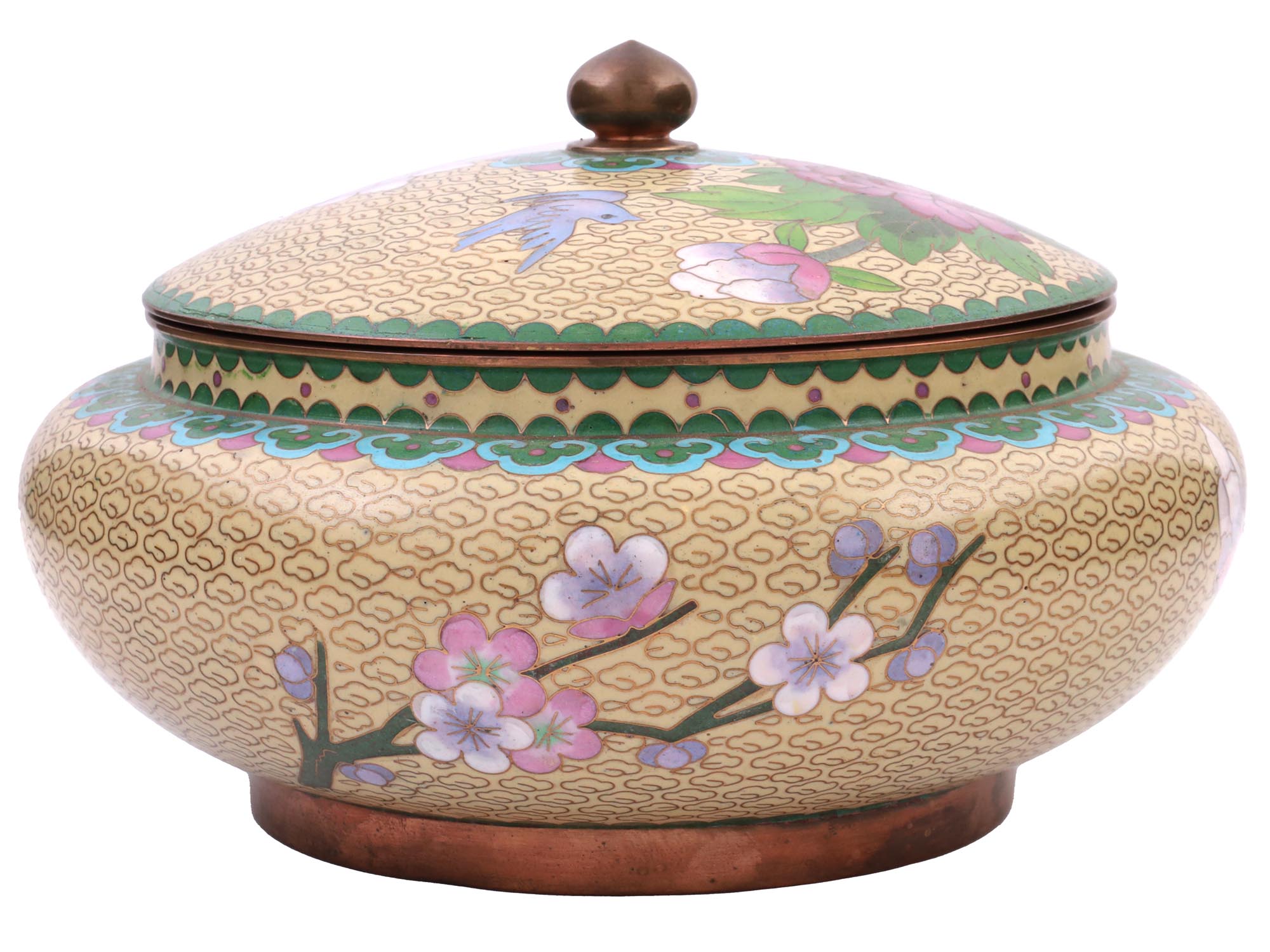 ANTIQUE CHINESE QING CLOISONNE ENAMEL LIDDED BOWL PIC-3