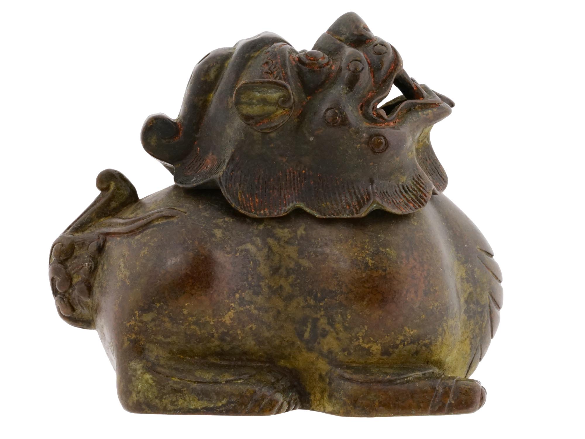 CHINESE MING MANNER LION FORM BRONZE INCENSE BURNER PIC-3