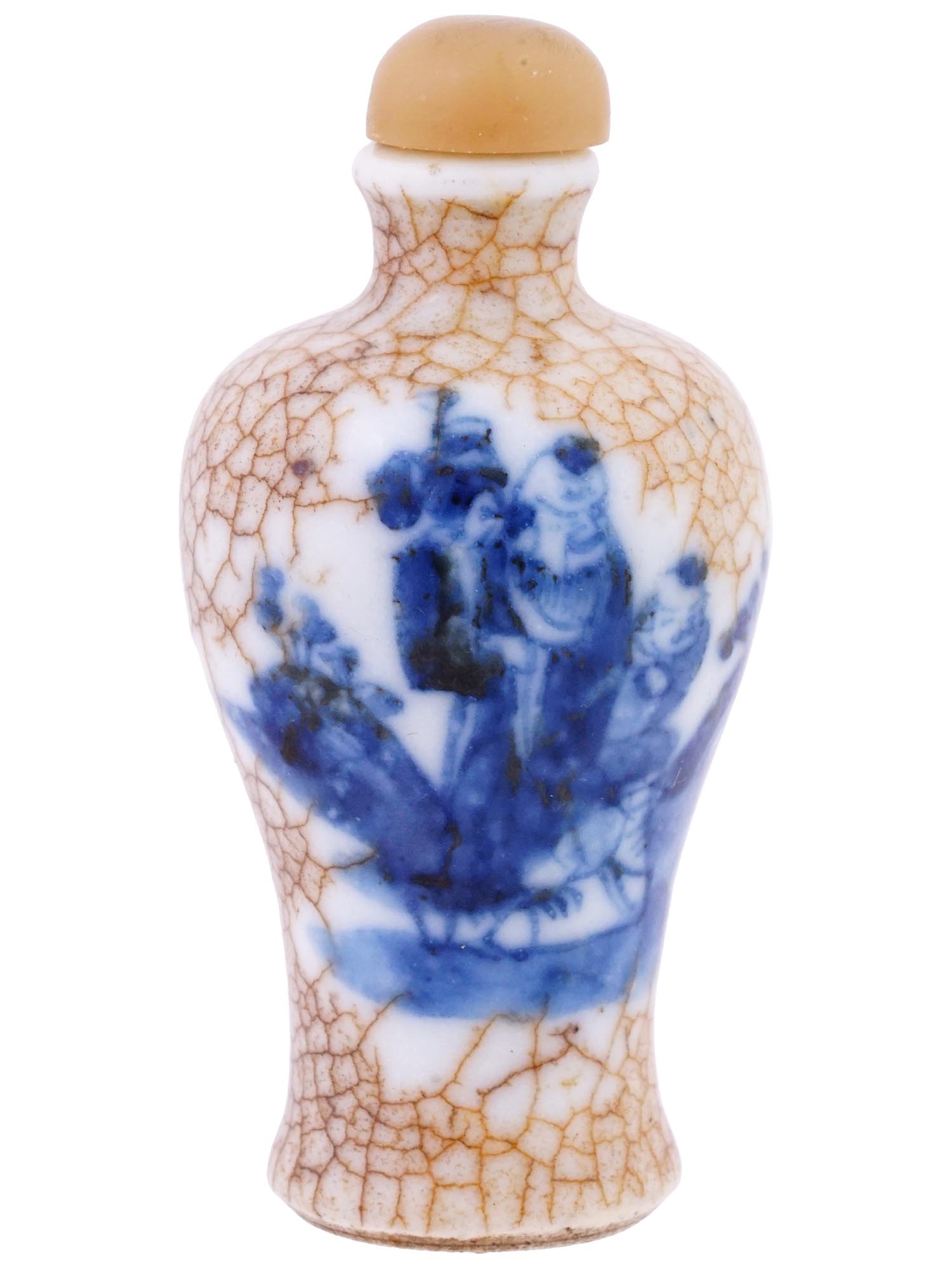 ANTIQUE CHINESE CRACKLE GLAZE PORCELAIN SNUFF BOTTLE PIC-0