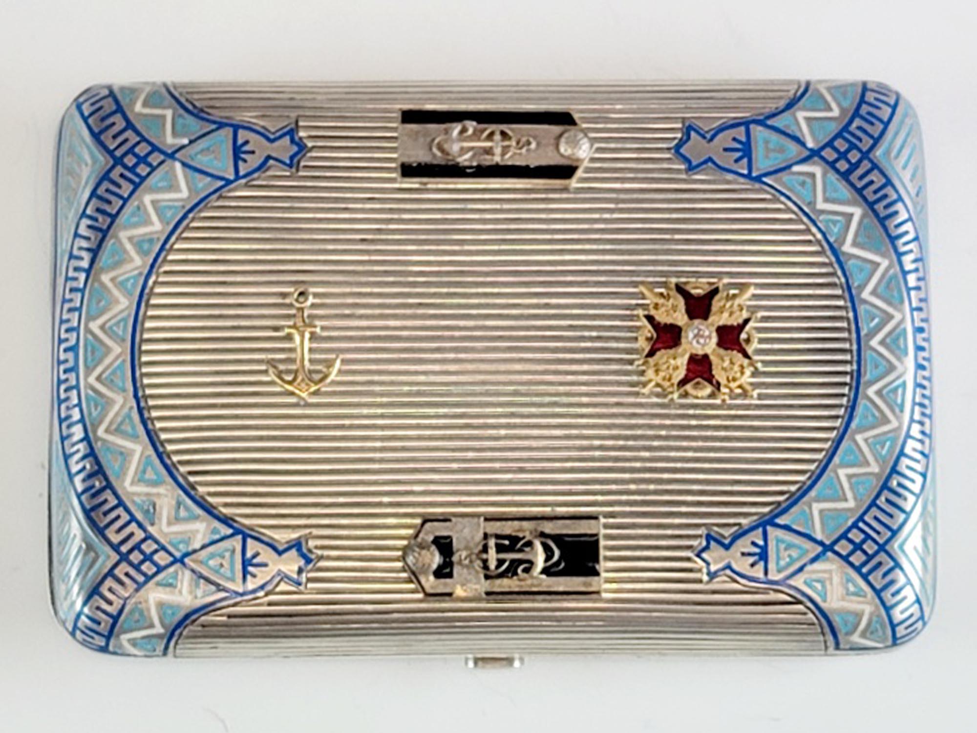 ANTIQUE RUSSIAN GILT SILVER ENAMEL CIGARETTE CASE PIC-0