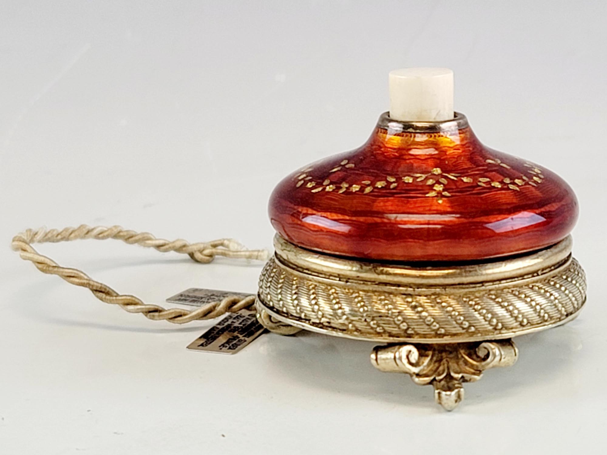 RUSSIAN SILVER GUILLOCHE ENAMEL BELL PUSH C 1900 PIC-0