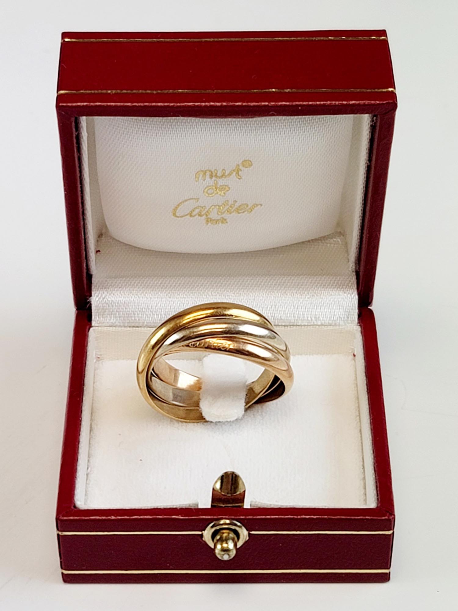 ORIGINAL 18K GOLD CARTIER TRINITY RING IOB PIC-0