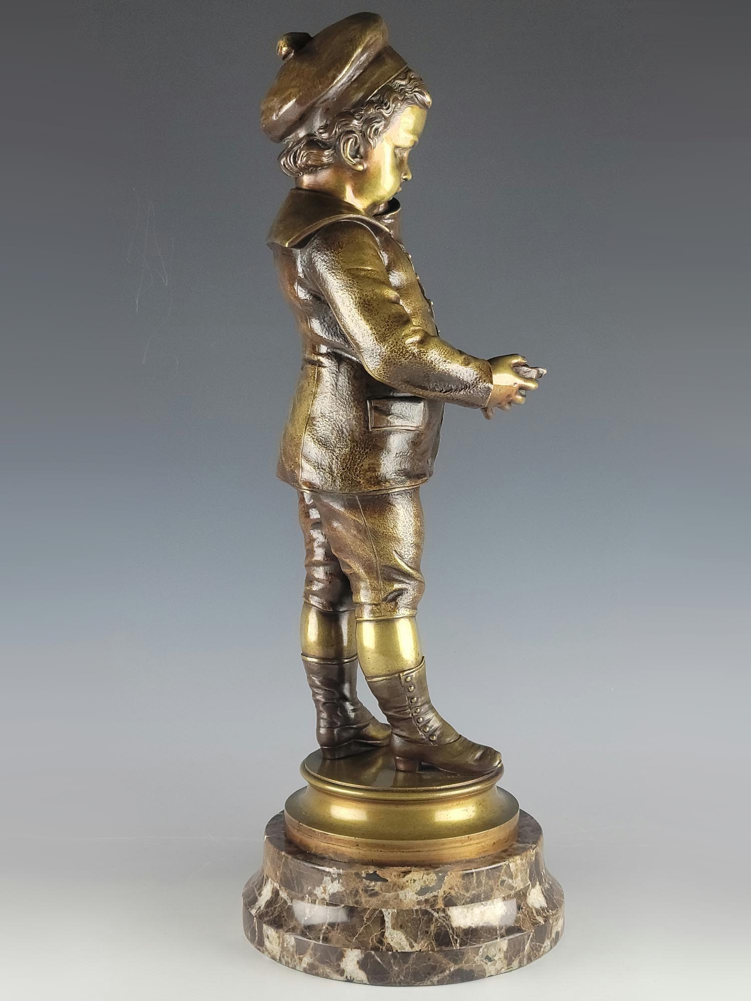 LARGE 19TH C FRENCH NICOLAS LECORNET BRONZE STATUE PIC-1