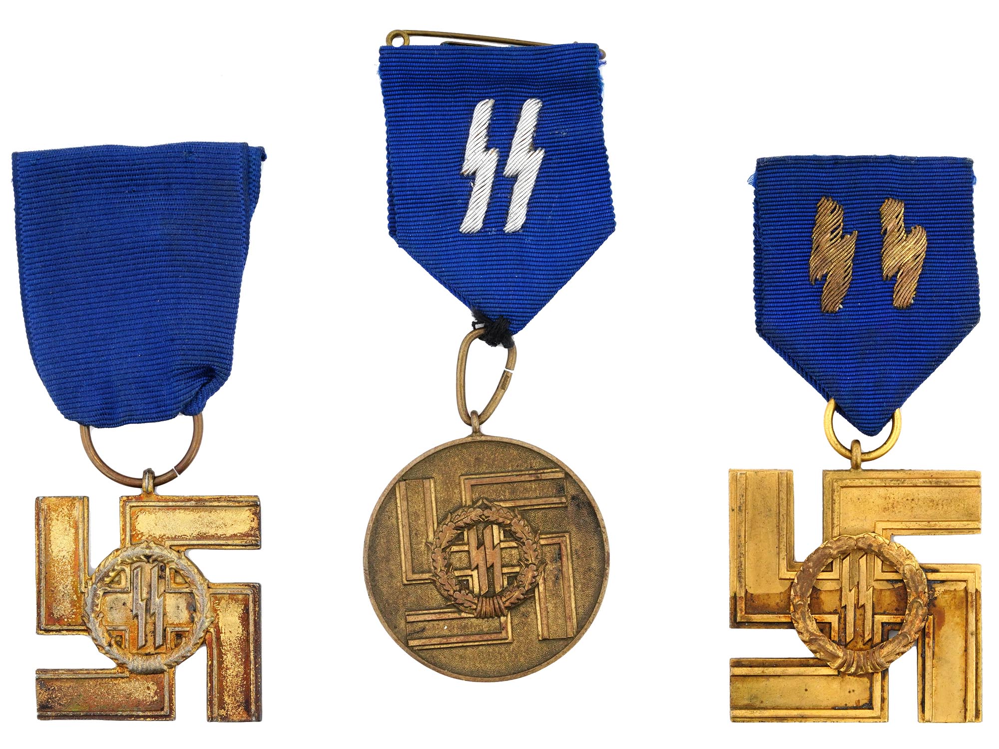 NAZI GERMAN WAFFEN SS LONG SERVICE AWARD MEDALS PIC-0