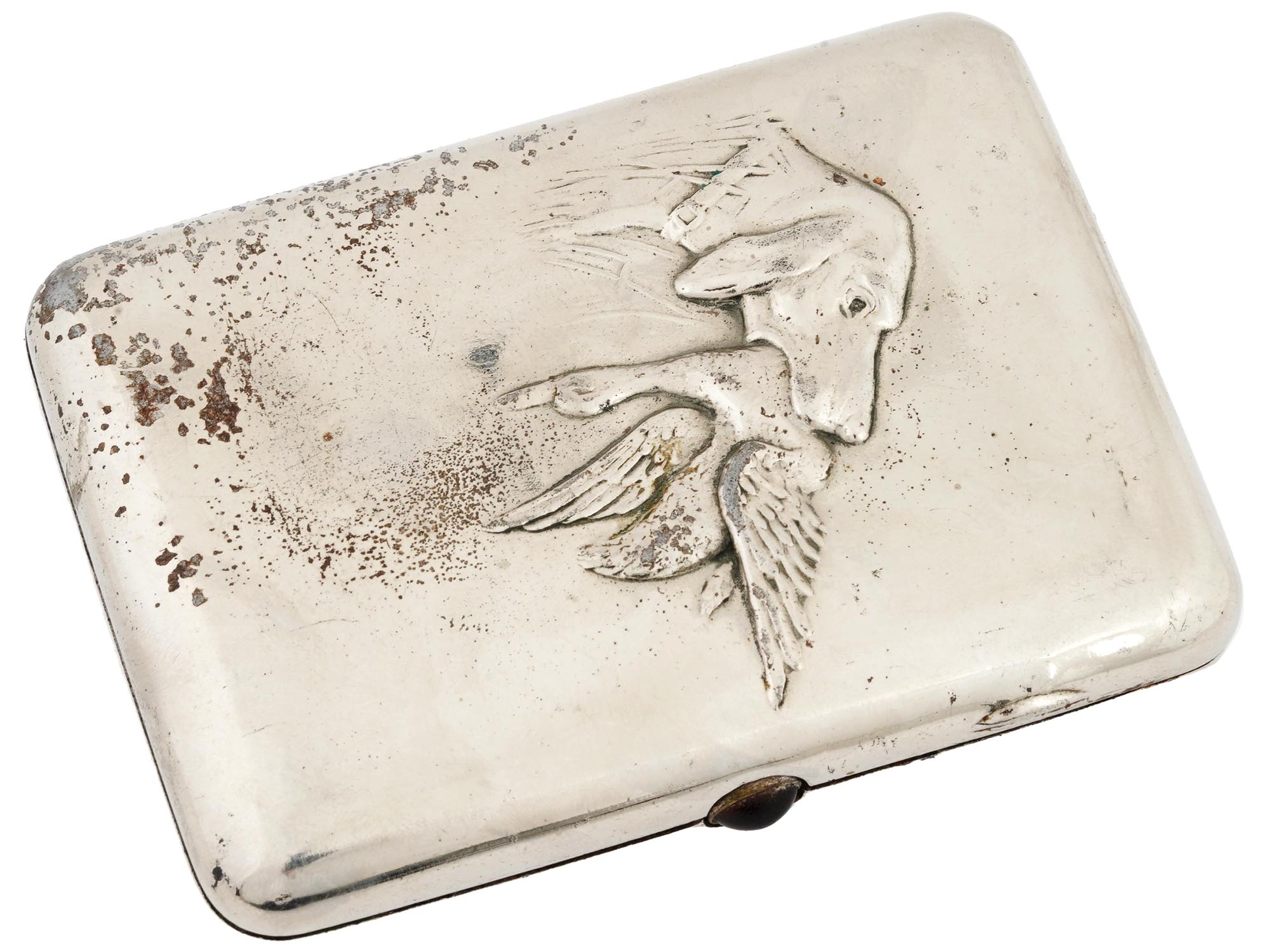 WWII SOVIET SILVER CIGARETTE CASE WITH DEDICATION PIC-1
