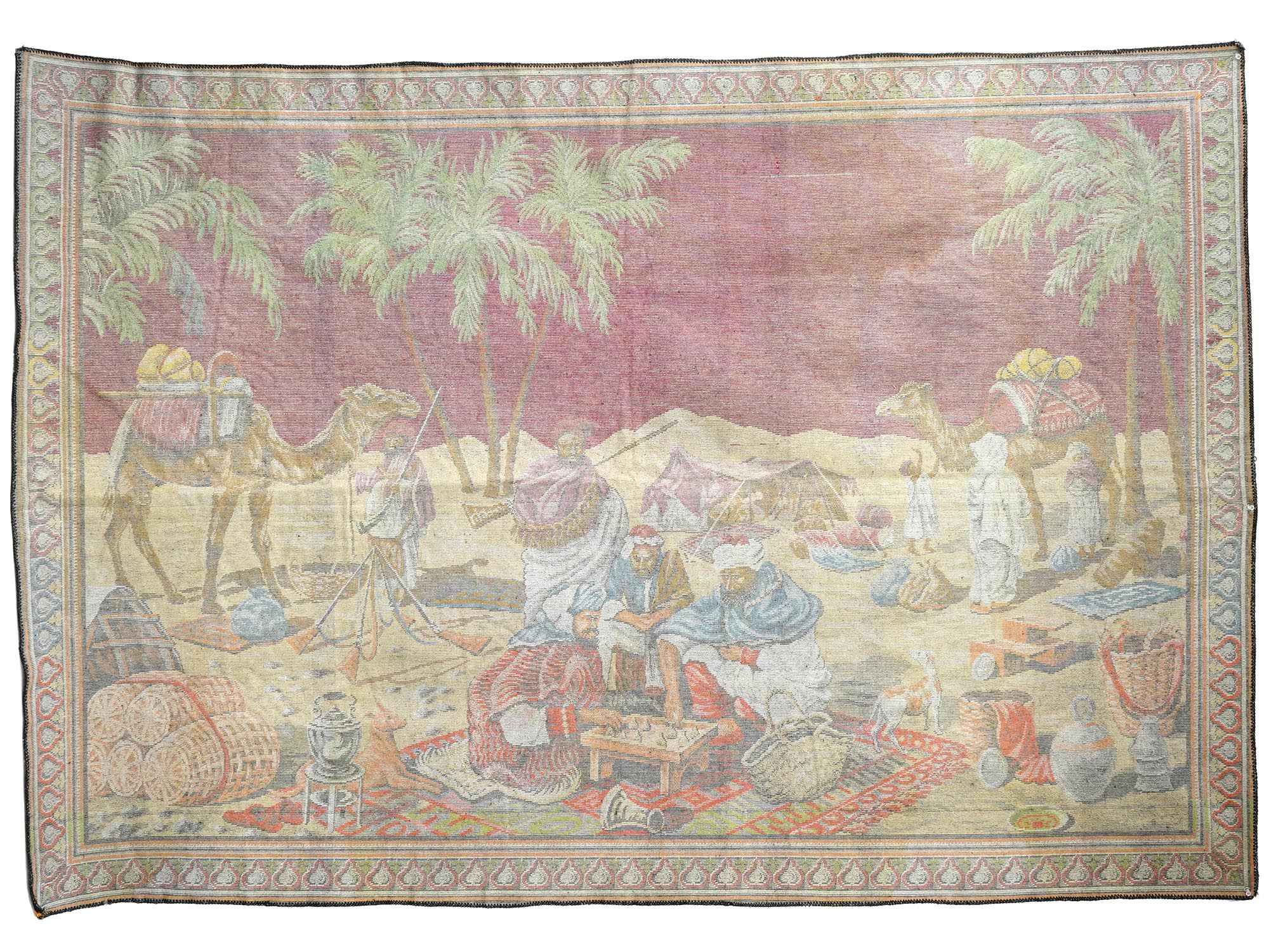ANTIQUE MIDDLE EASTERN TAPESTRY WALL DECOR RUG PIC-1
