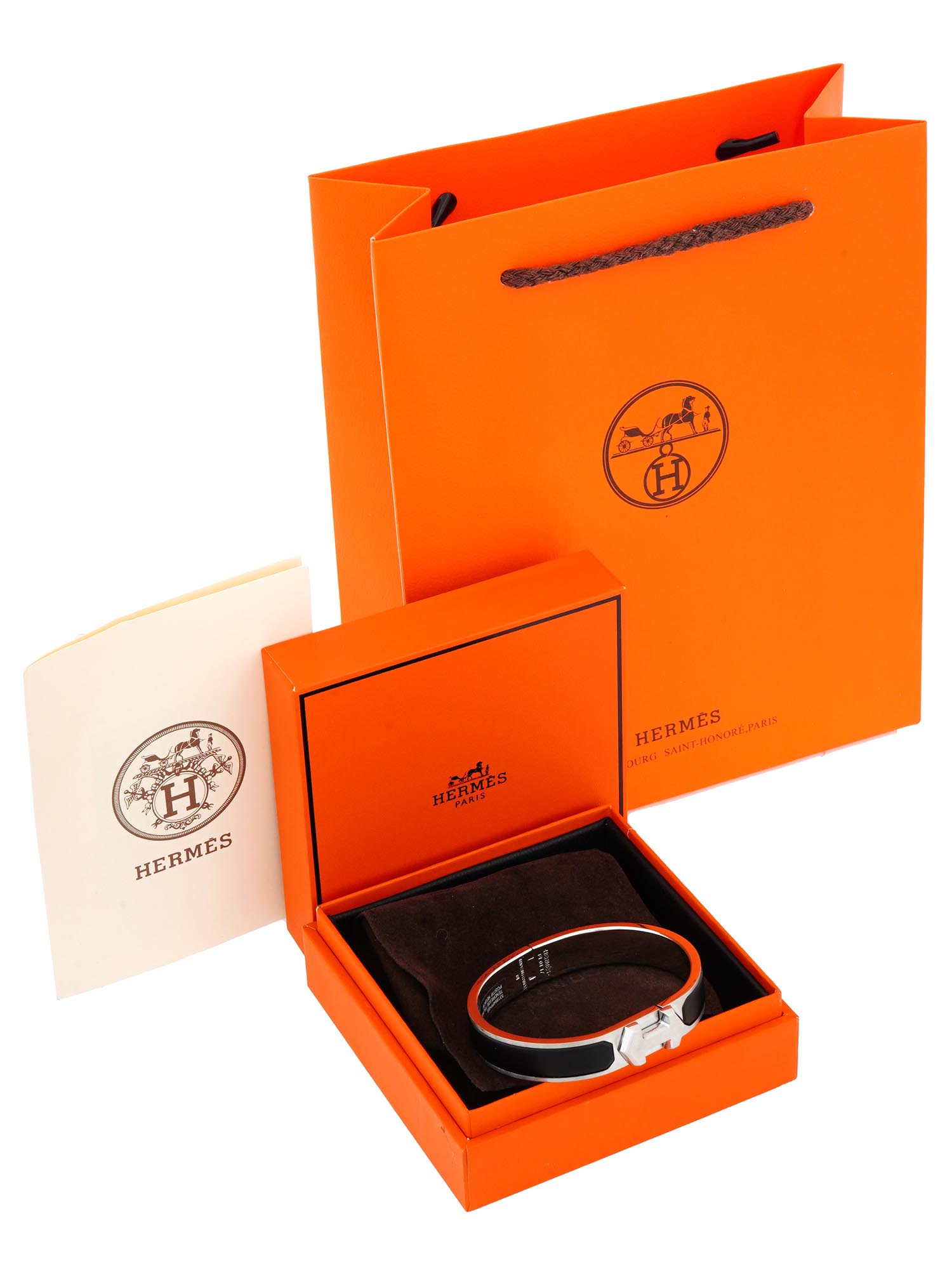 HERMES SUPER H HINGED BANGLE BRACELET IN BLACK IOB PIC-0