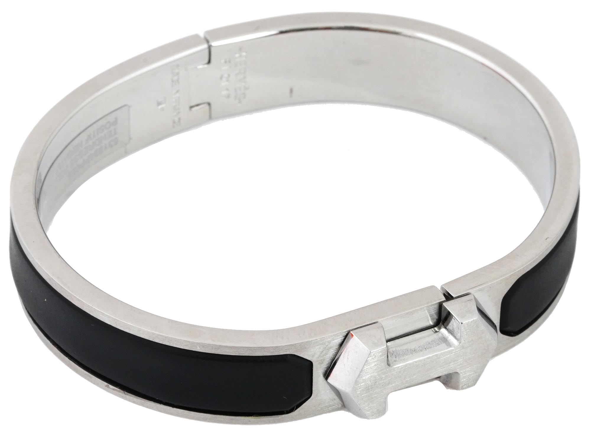 HERMES SUPER H HINGED BANGLE BRACELET IN BLACK IOB PIC-3