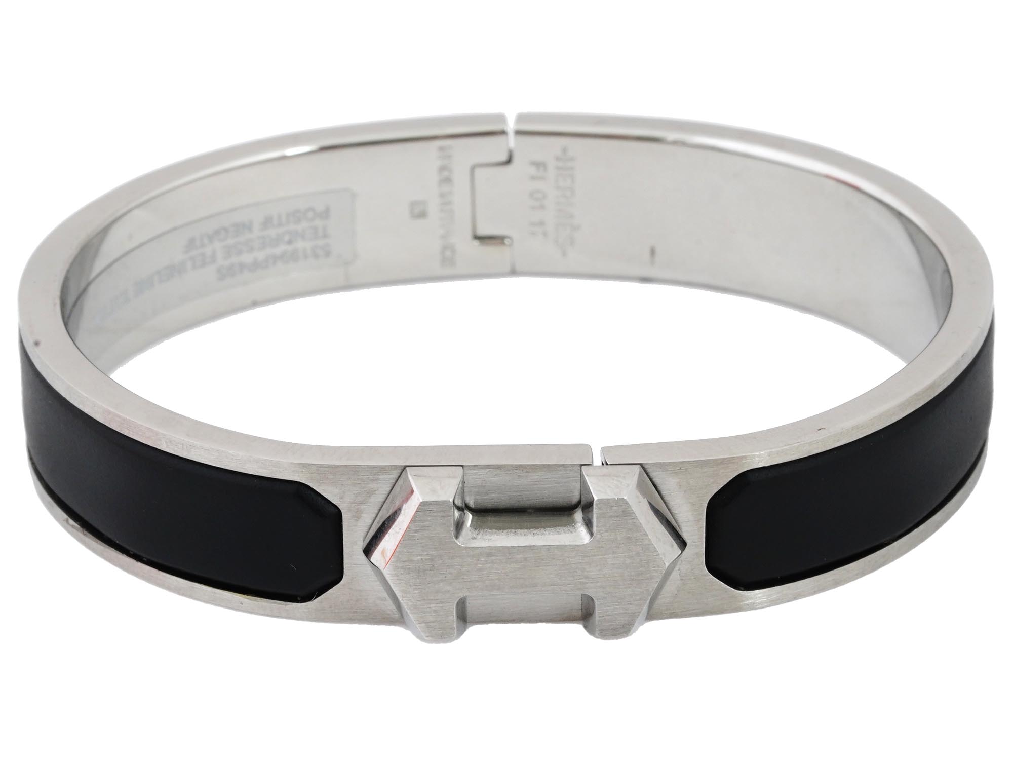 HERMES SUPER H HINGED BANGLE BRACELET IN BLACK IOB PIC-4