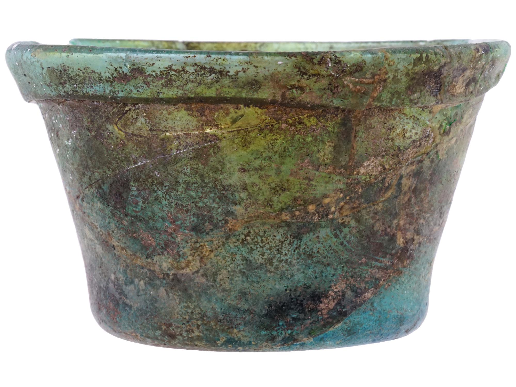 ANCIENT ROMAN GREEN GLASS BOWL CIRCA 2ND CEN AC PIC-3