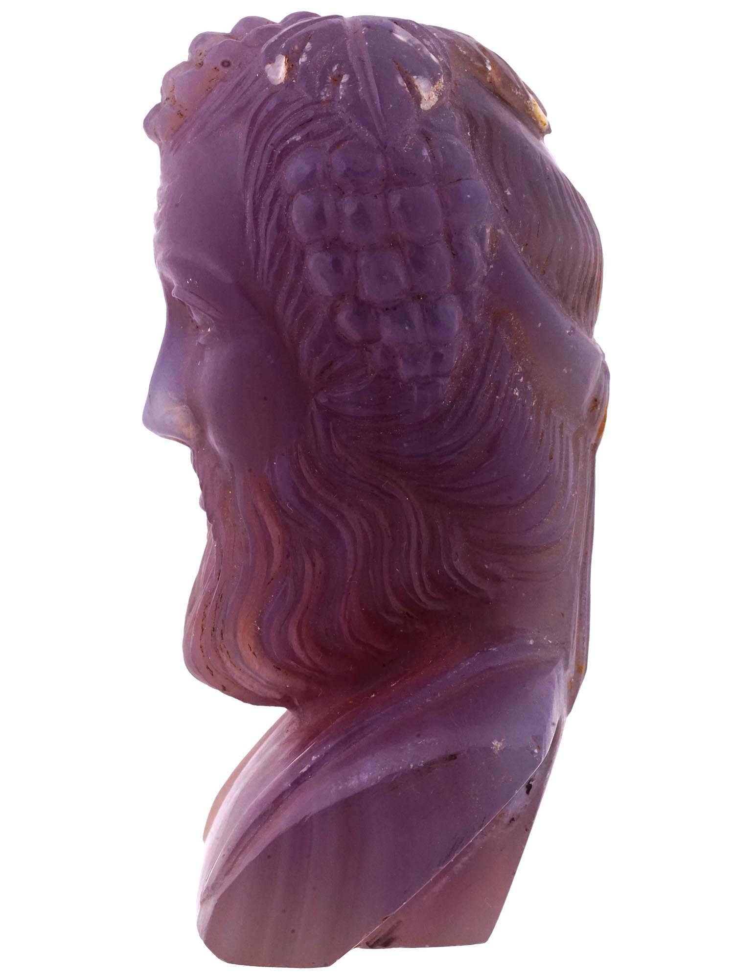 ANTIQUE 19TH C GRAND TOUR CHALCEDONY DIONYSUS BUST PIC-2