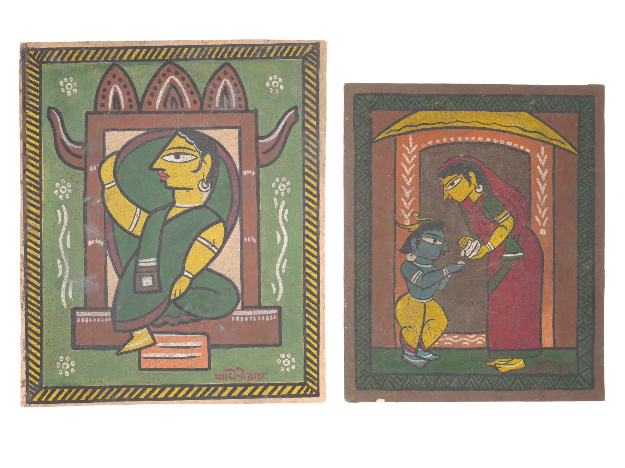 FOLK ART INDIAN TEMPERA PAINTINGS BY JAMINI ROY PIC-0