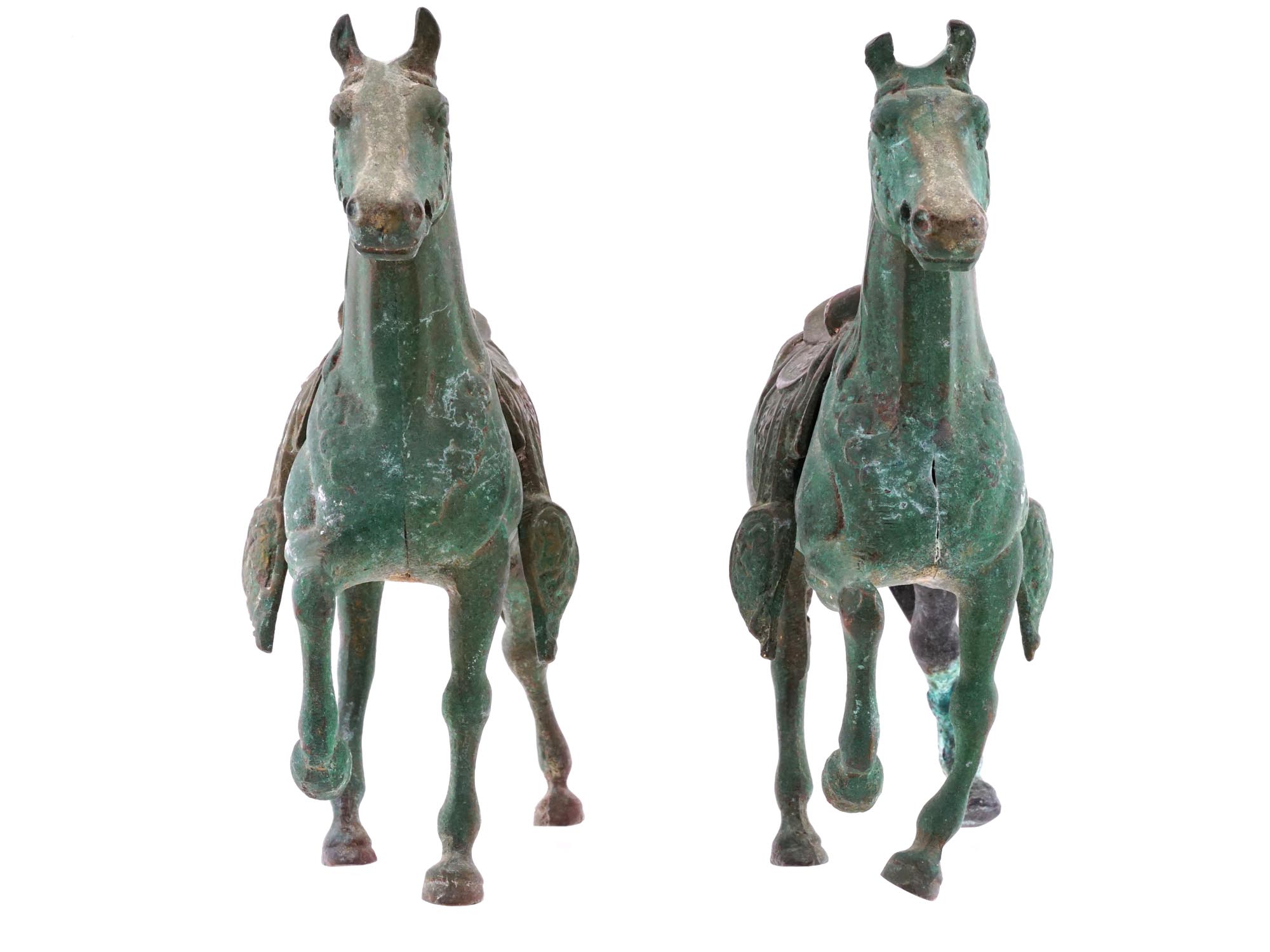 PAIR OF ANTIQUE WEST CHINESE BRONZE HORSES PIC-4