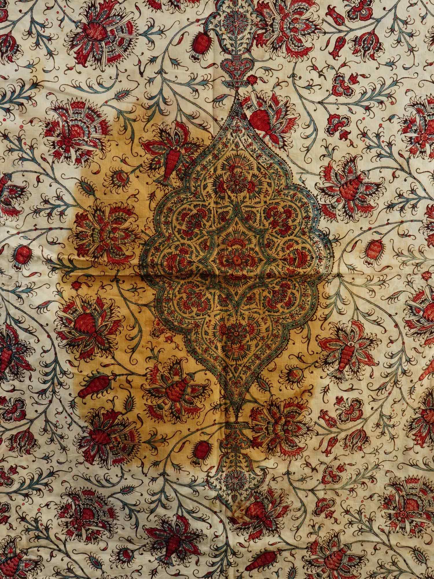 RARE 18TH C PERSIAN ISPAHAN TEXTILE TABLECLOTH PIC-2