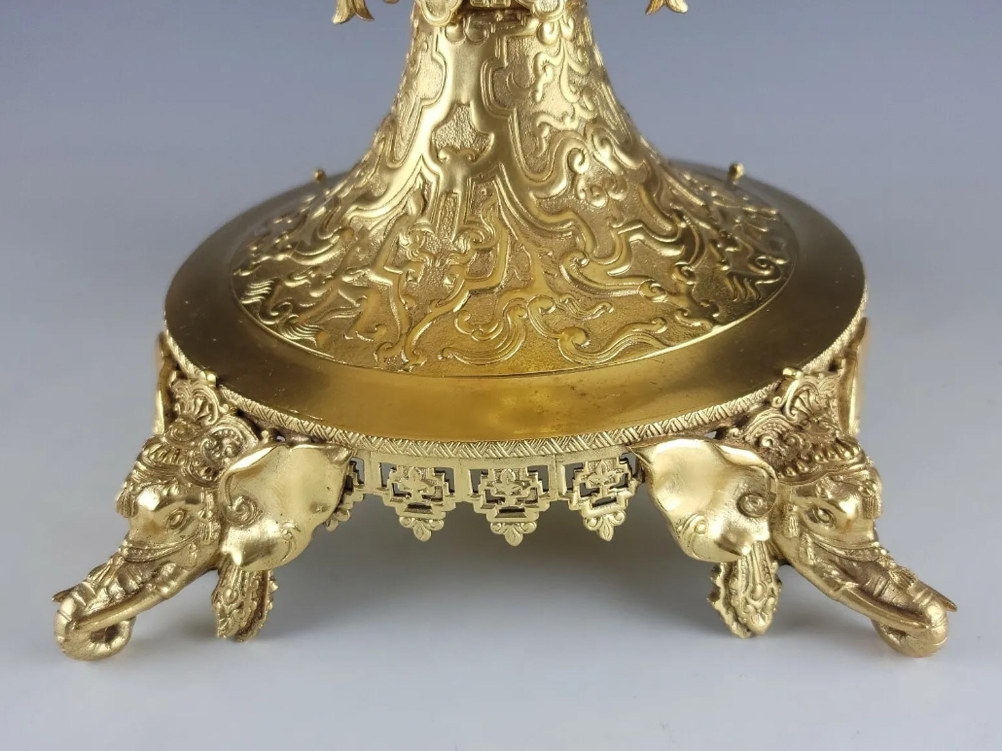 19C FRENCH JAPANESQUE GILT BRONZE ONYX CENTERPIECE PIC-6