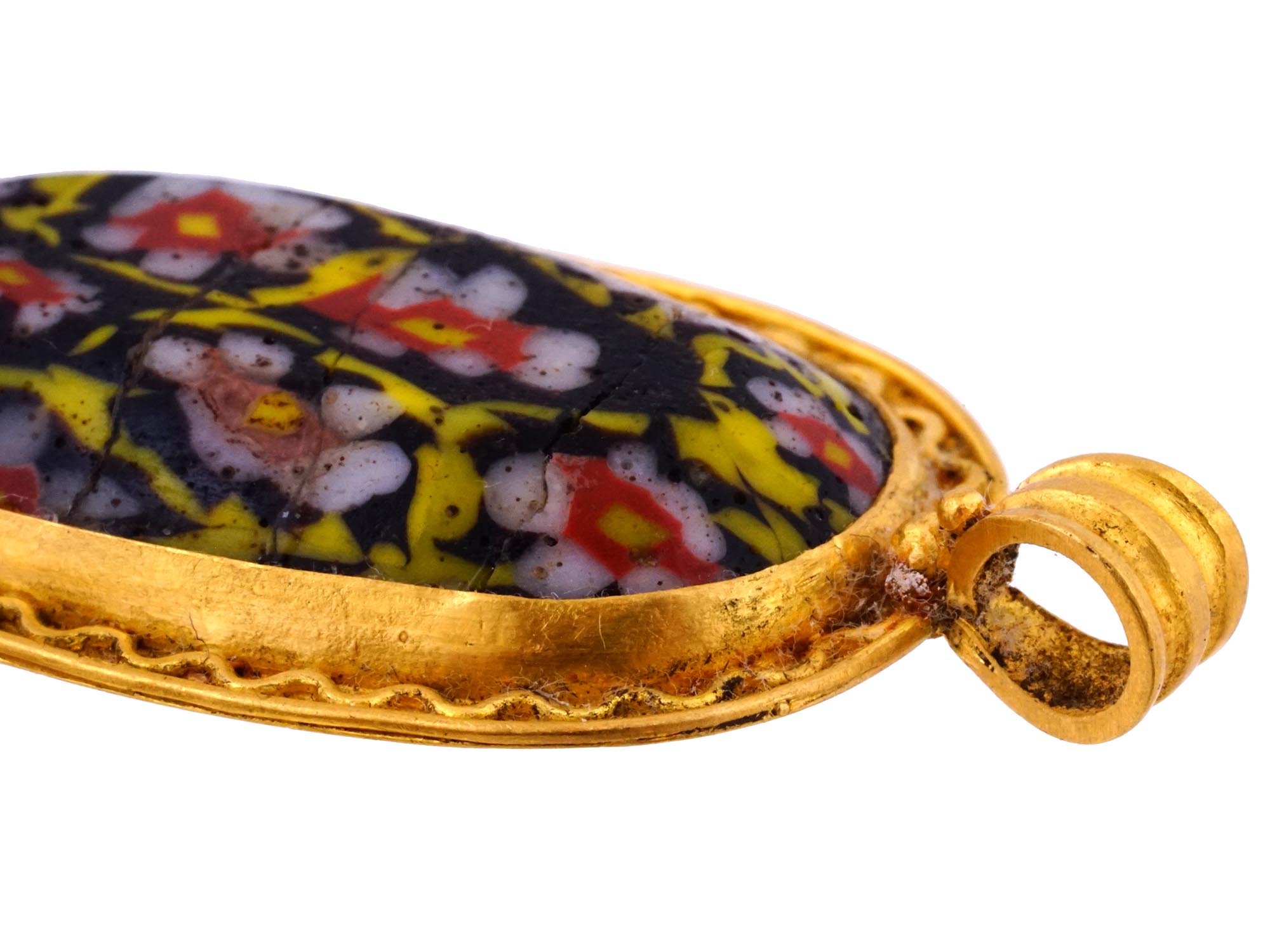 ANCIENT ROMAN GOLD AND MILLEFIORI GLASS PENDANT PIC-4