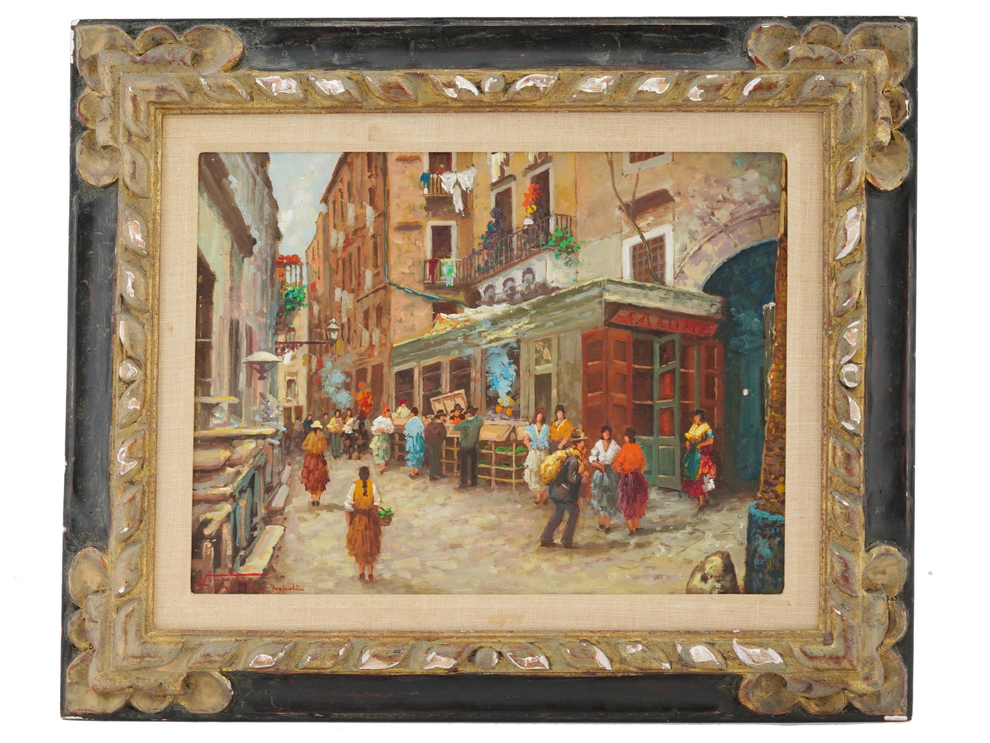 ITALIAN NAPLES OIL PAINTING BY VINCENZO CURTIELLO PIC-0